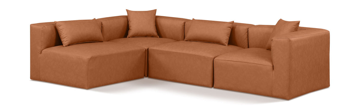 Cube - 4 Piece Modular Corner Sectional - Cognac