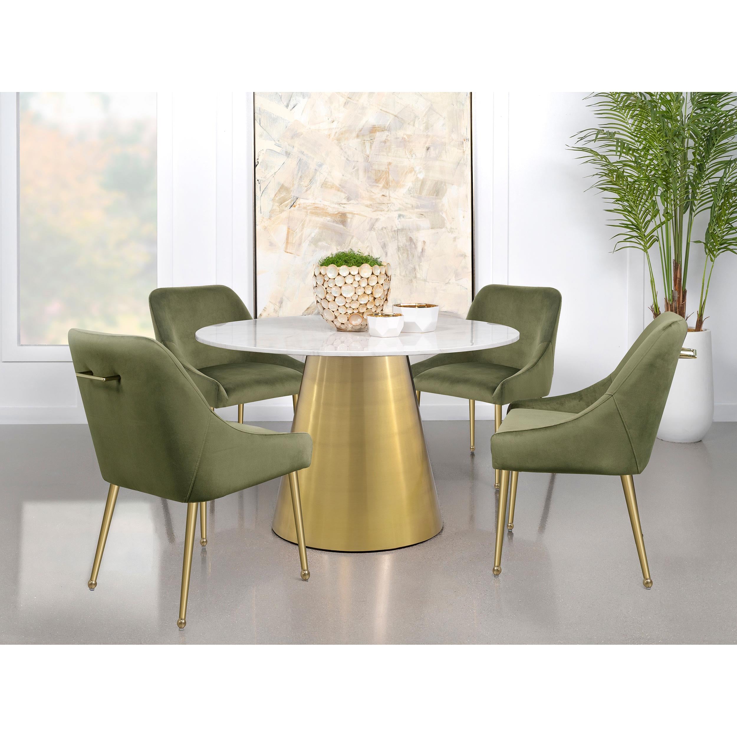 Diamond Modern Furniture COA Round Ambrose Dining Table with Marble Top and Pedestal Base 107600 IMAGE 10
