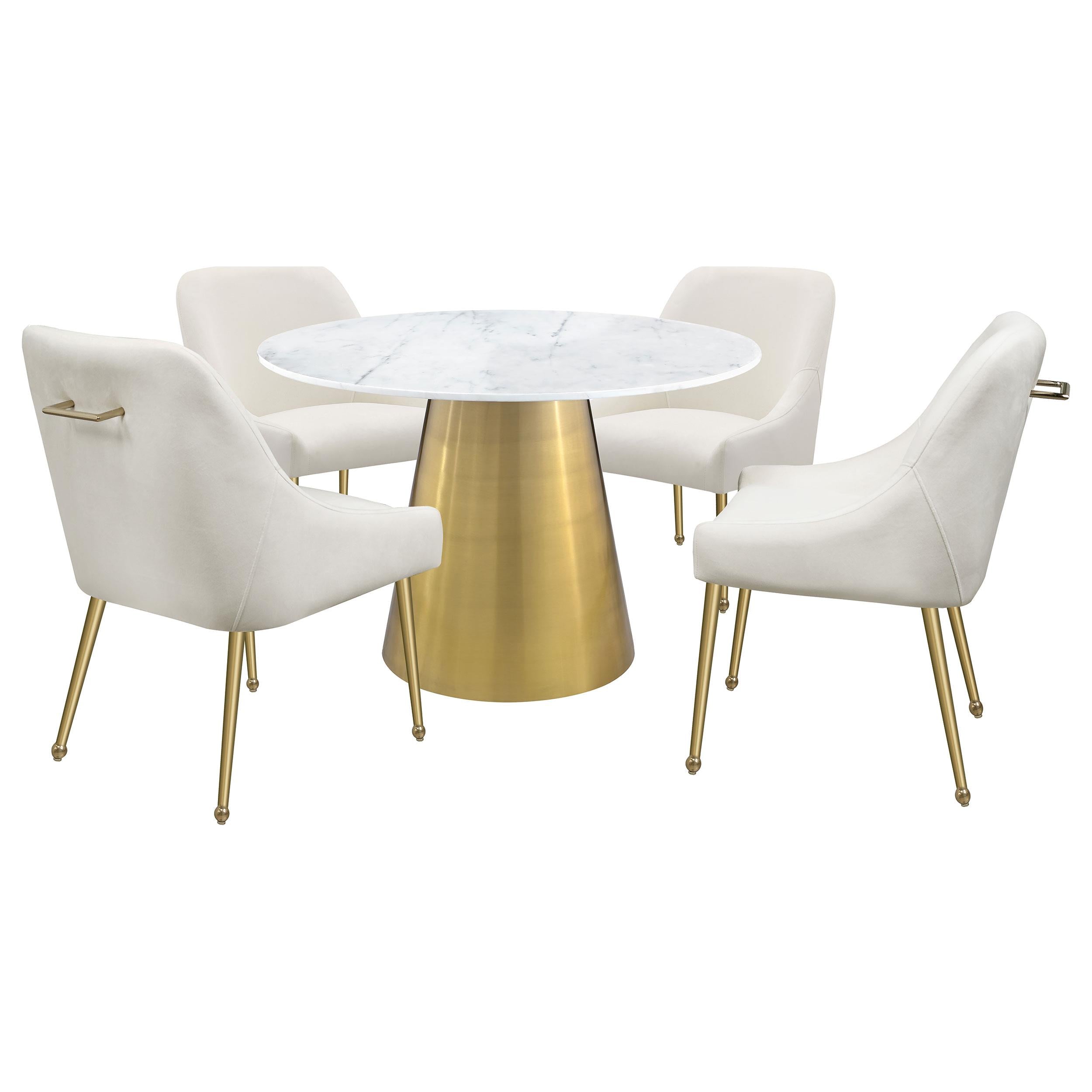 Diamond Modern Furniture COA Round Ambrose Dining Table with Marble Top and Pedestal Base 107600 IMAGE 3