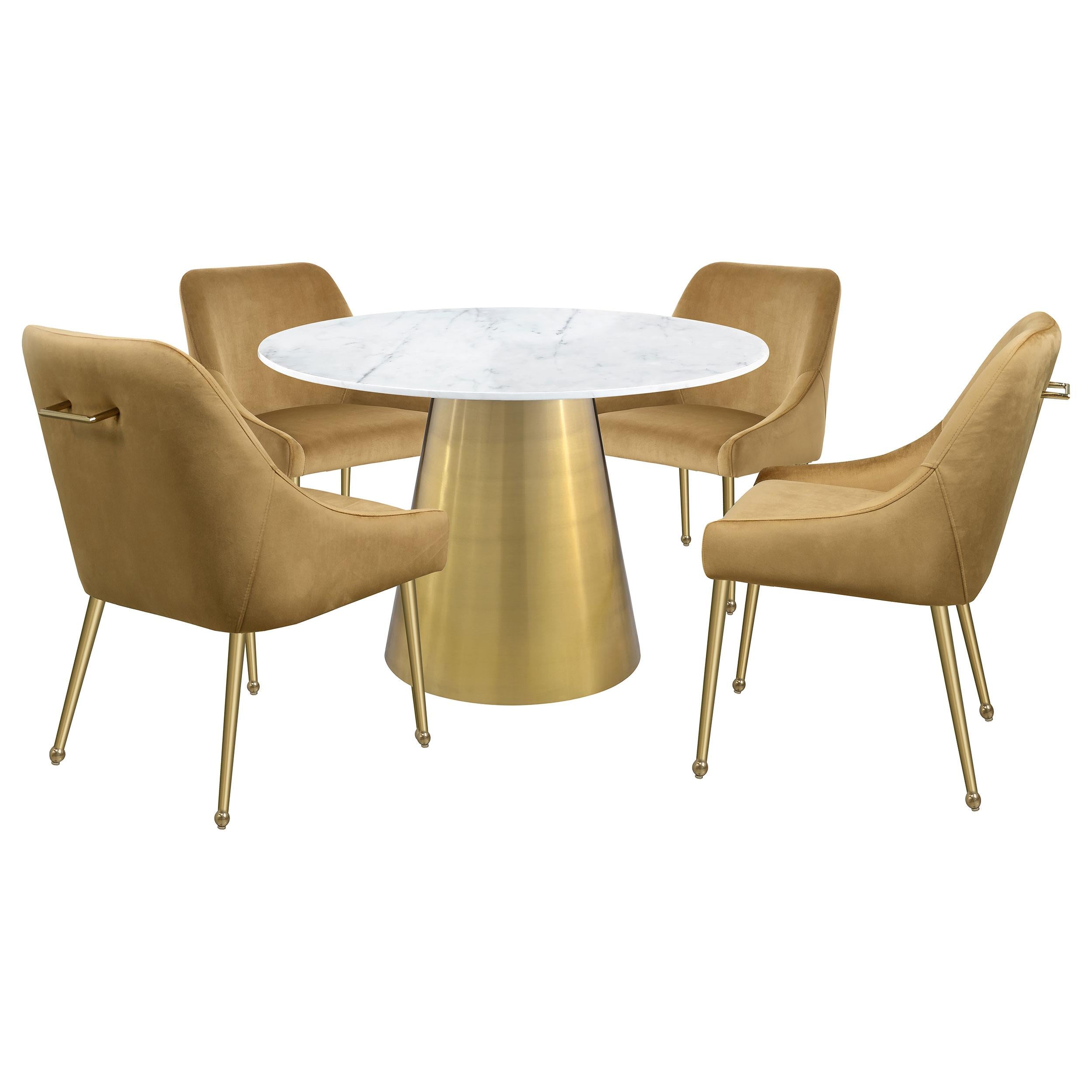 Diamond Modern Furniture COA Round Ambrose Dining Table with Marble Top and Pedestal Base 107600 IMAGE 4