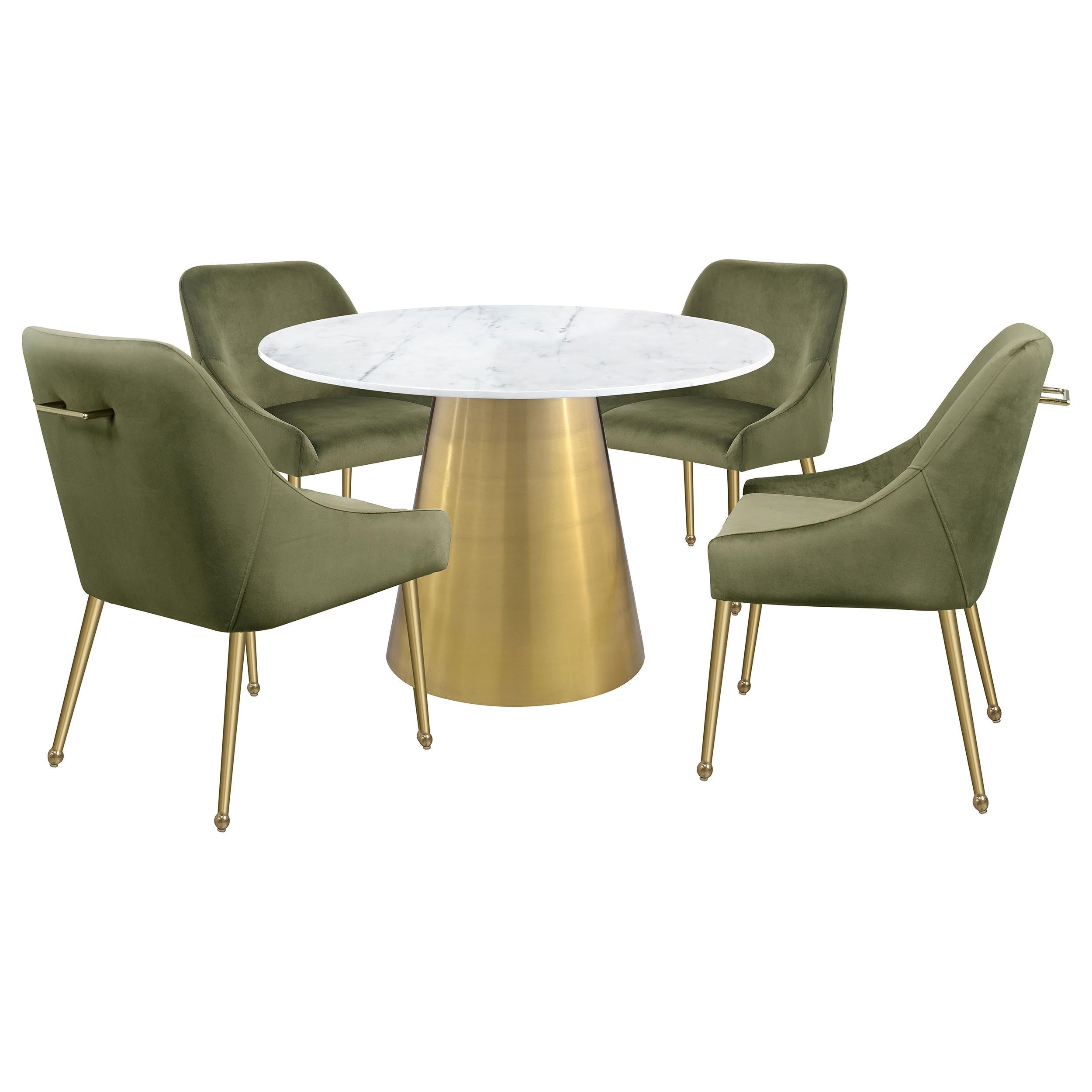 Diamond Modern Furniture COA Round Ambrose Dining Table with Marble Top and Pedestal Base 107600 IMAGE 5