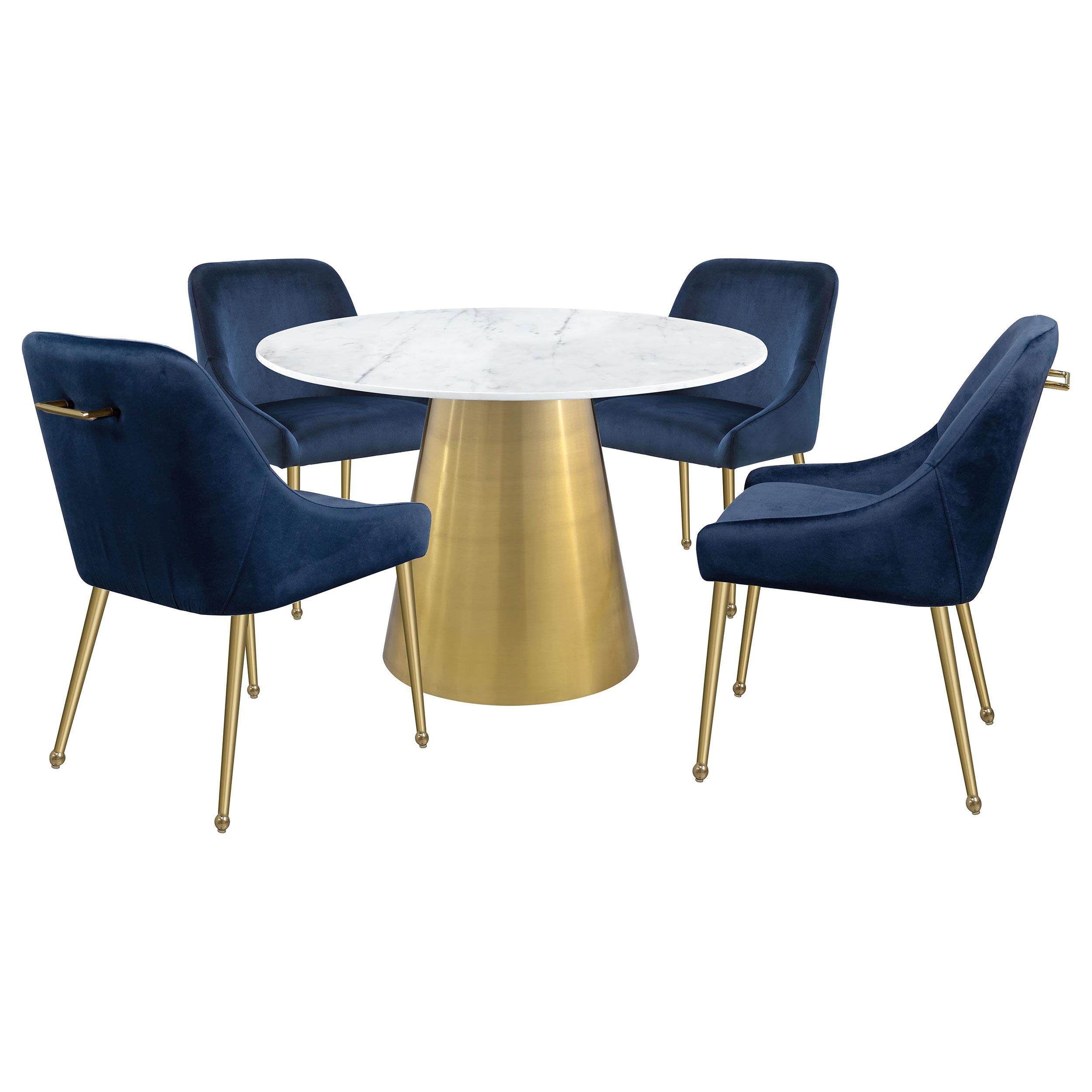 Diamond Modern Furniture COA Round Ambrose Dining Table with Marble Top and Pedestal Base 107600 IMAGE 6