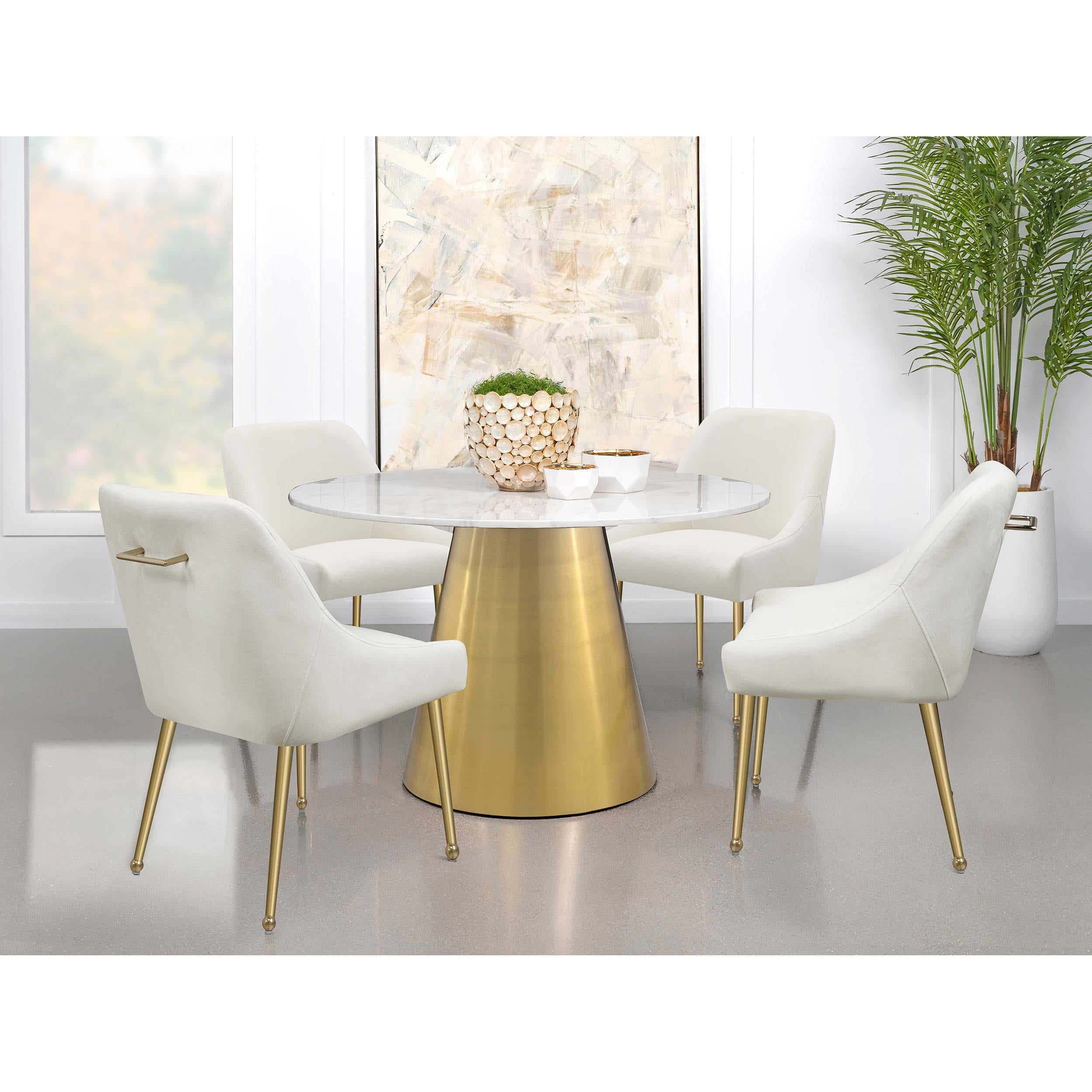 Diamond Modern Furniture COA Round Ambrose Dining Table with Marble Top and Pedestal Base 107600 IMAGE 8