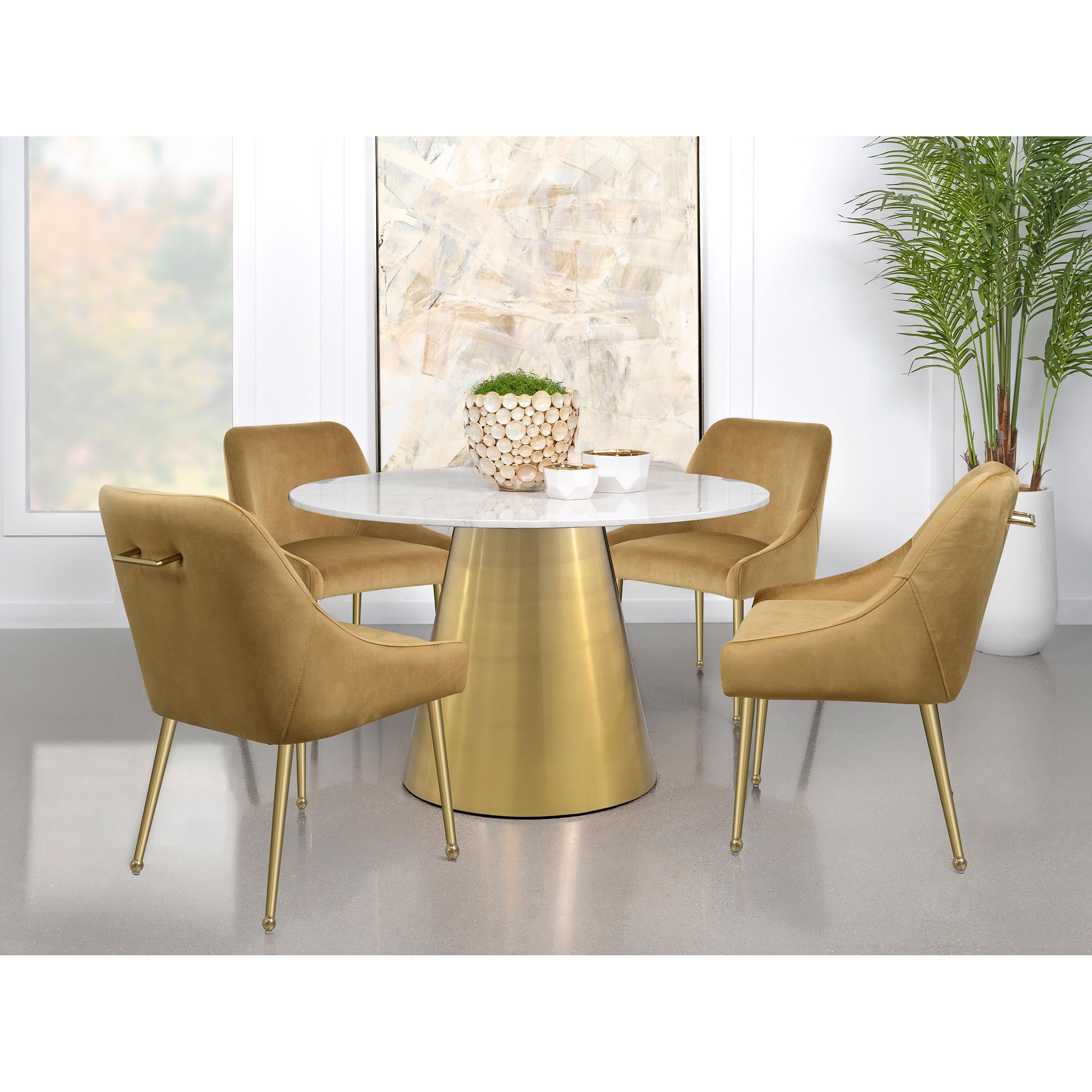 Diamond Modern Furniture COA Round Ambrose Dining Table with Marble Top and Pedestal Base 107600 IMAGE 9