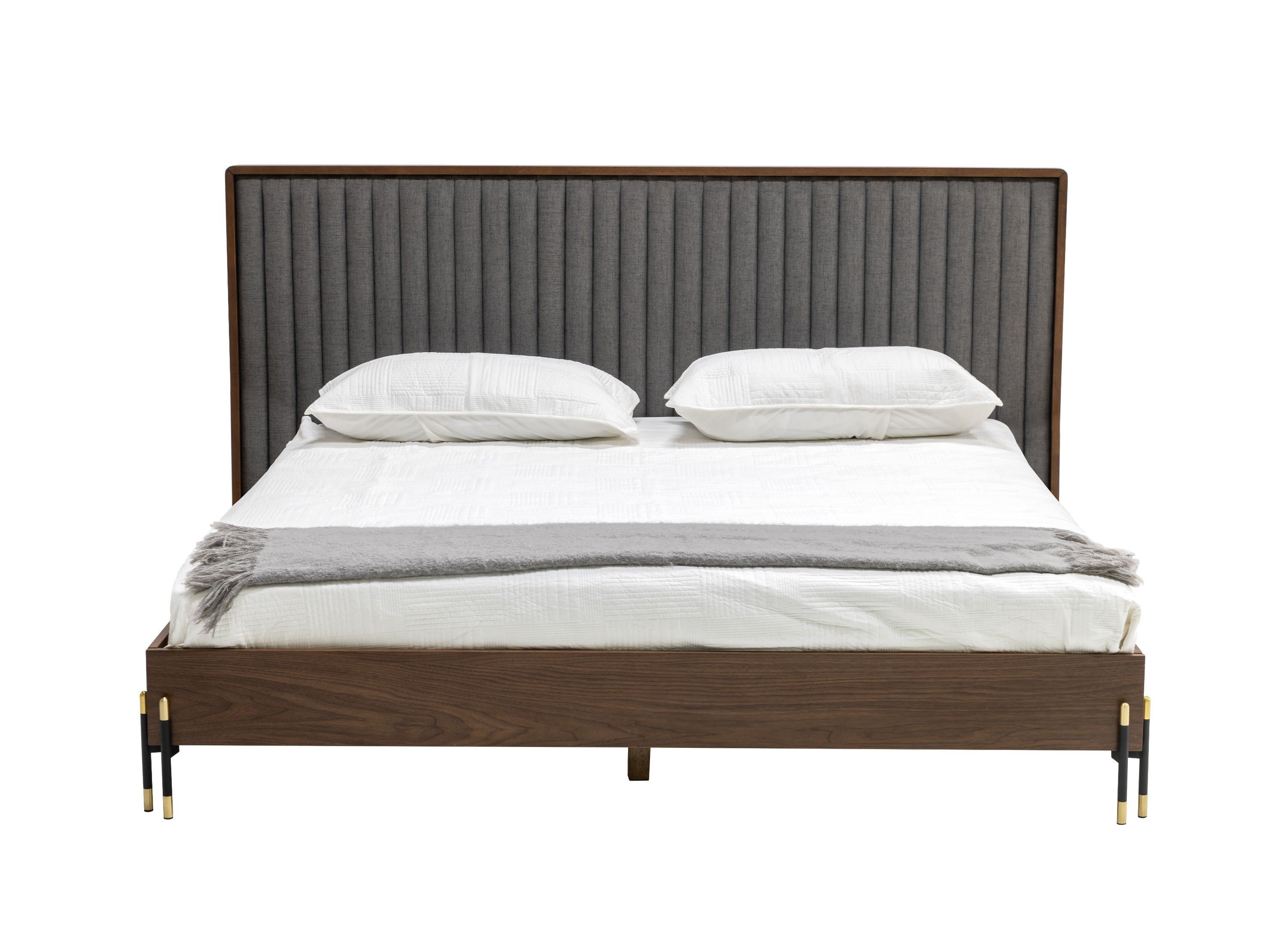 Nova Domus Metcalf - Mid-Century Walnut & Grey Bed