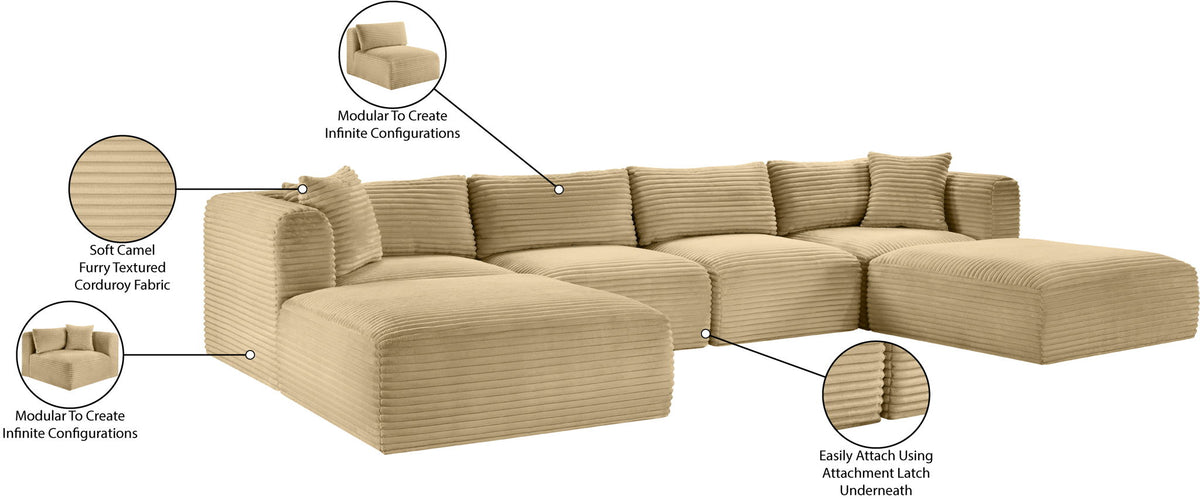 Shaggy - 6 Piece Modular Sectional With 2 Ottomans
