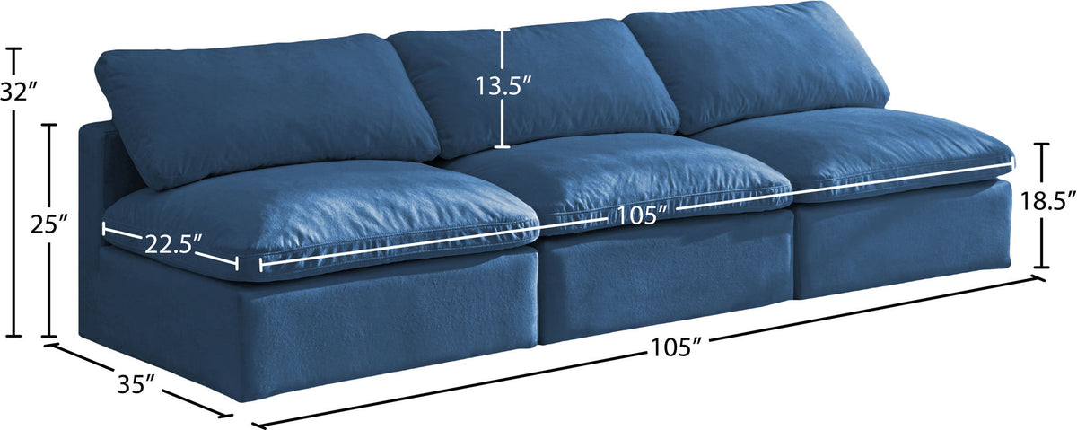 Plush - Modular Armless 3 Seat Sofa
