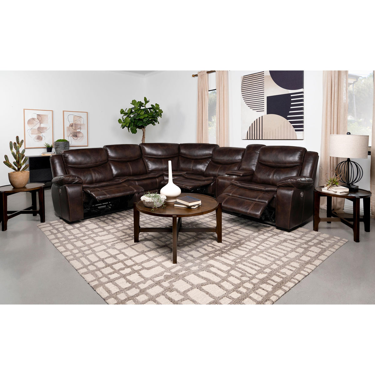 Sycamore Power Reclining Leatherette Sectional 610190P