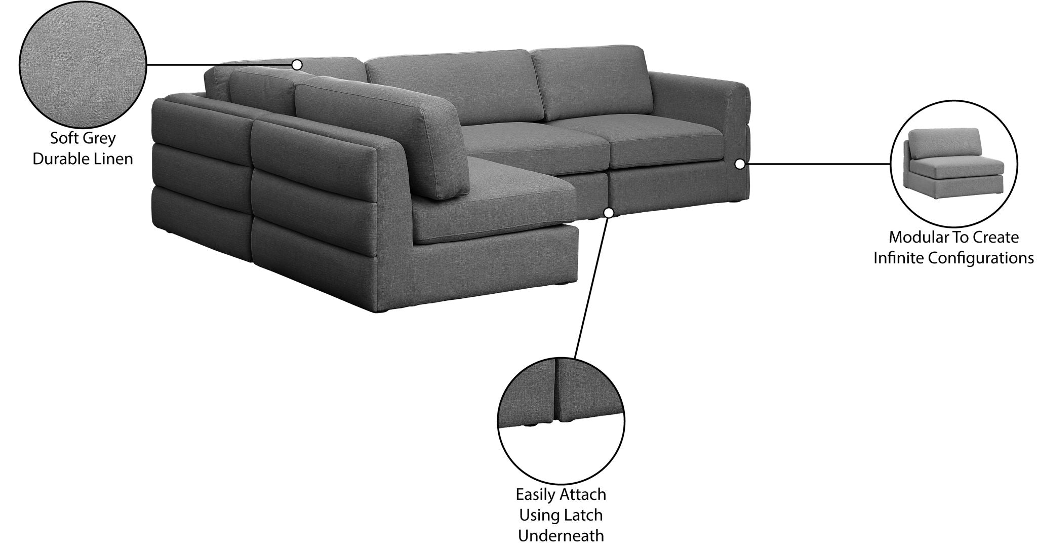 Beckham - 4 Piece Modular Sectional