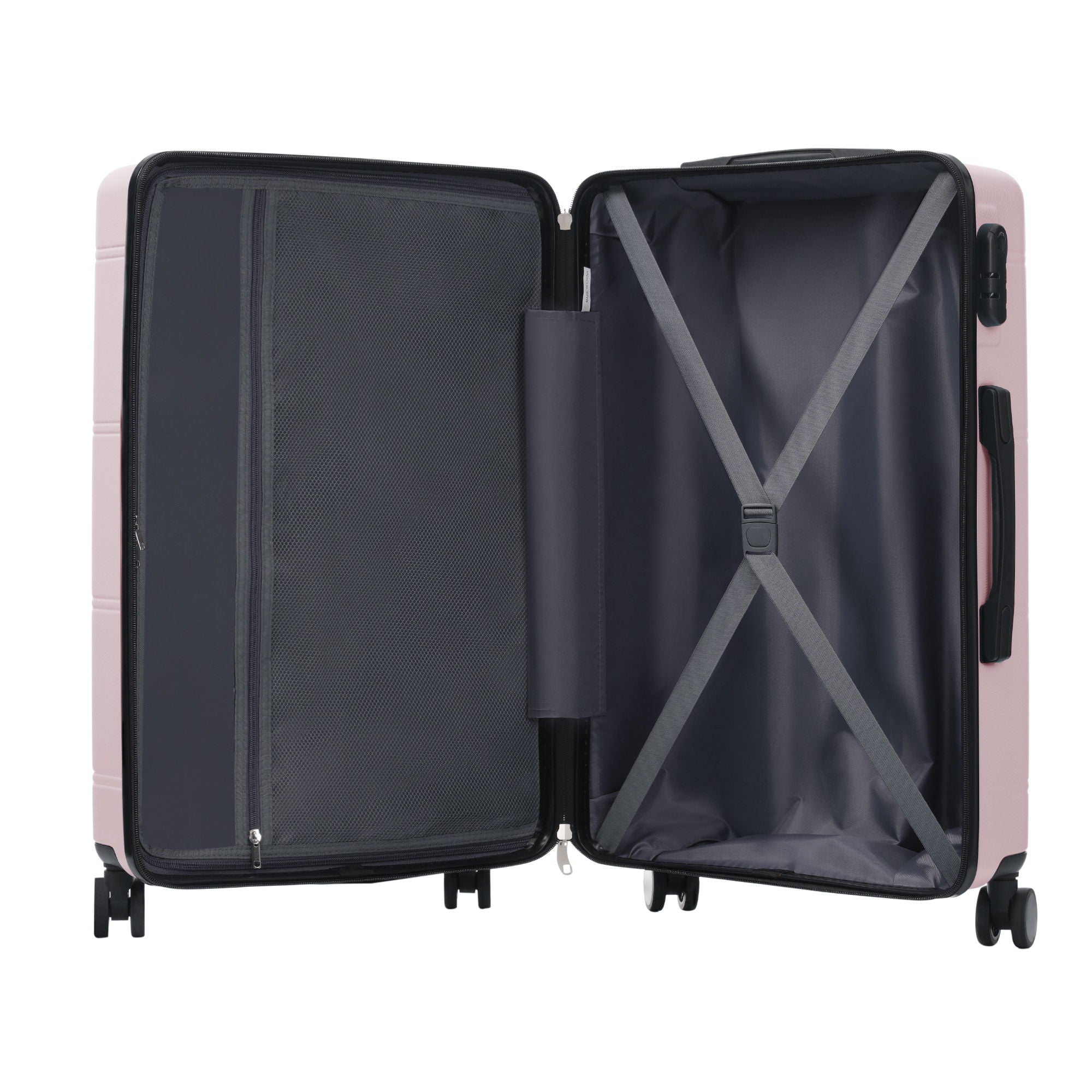 6 Piece Lightweight Hardshell Luggage Set With Double Spinner Wheels, Password Lock