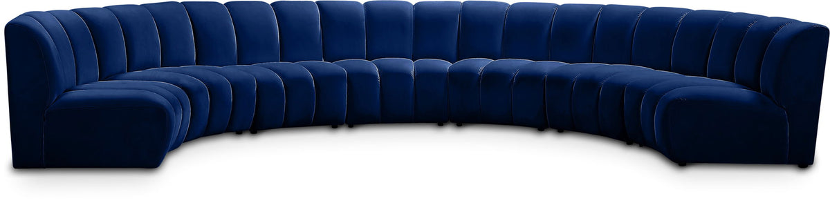Infinity - 7 Piece Velvet Modular Sectional - Blue