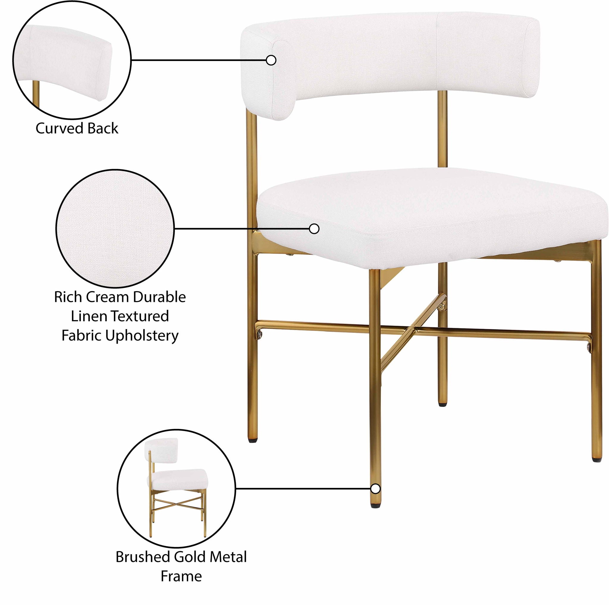 Rivage - Durable Dining Chair With Gold Frame (Set of 2)