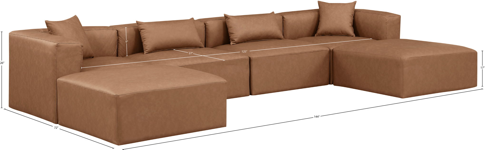 Cube - 6 Piece Modular Double Chaise Sectional