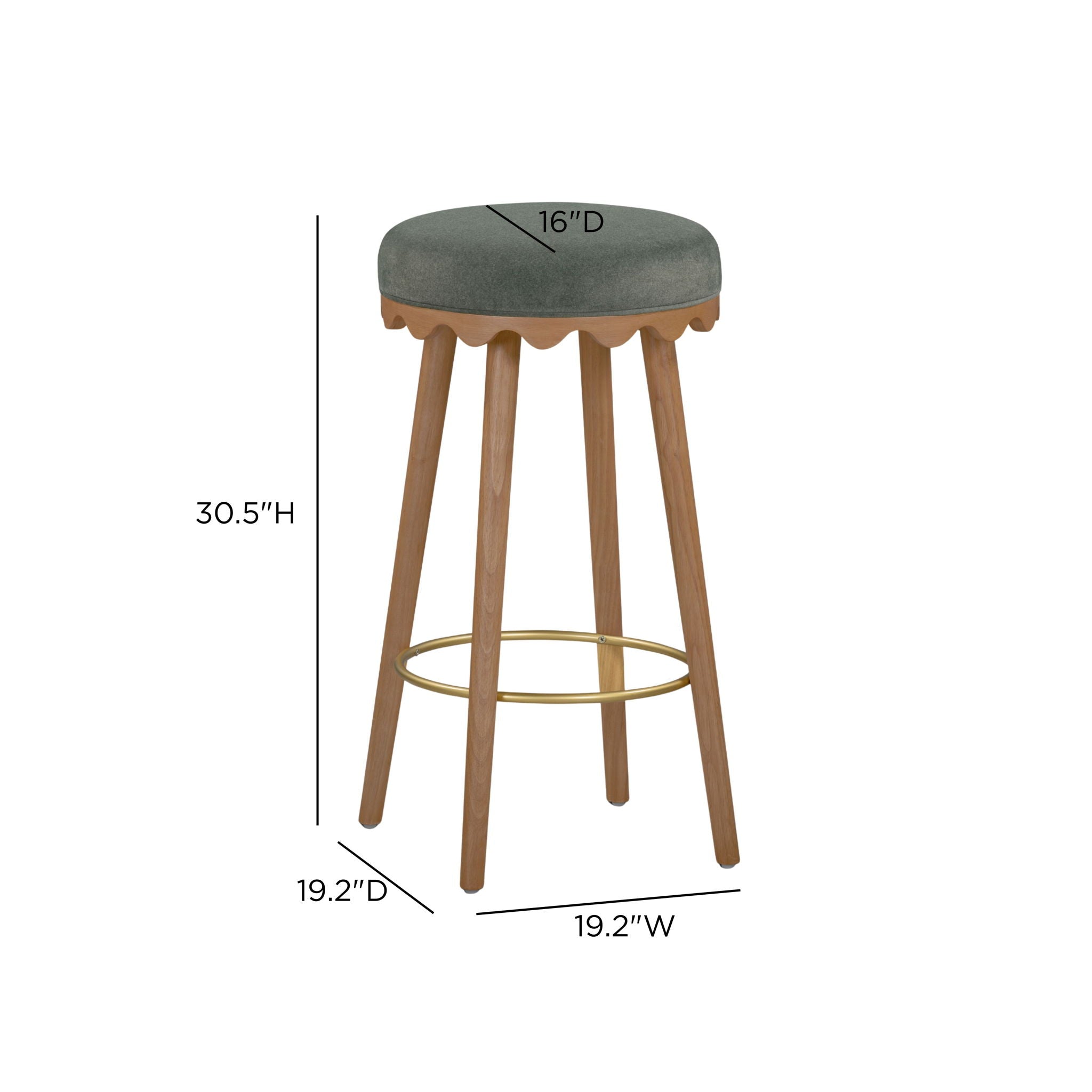 Oodle - Performance Vegan Mohair Light Walnut Stool