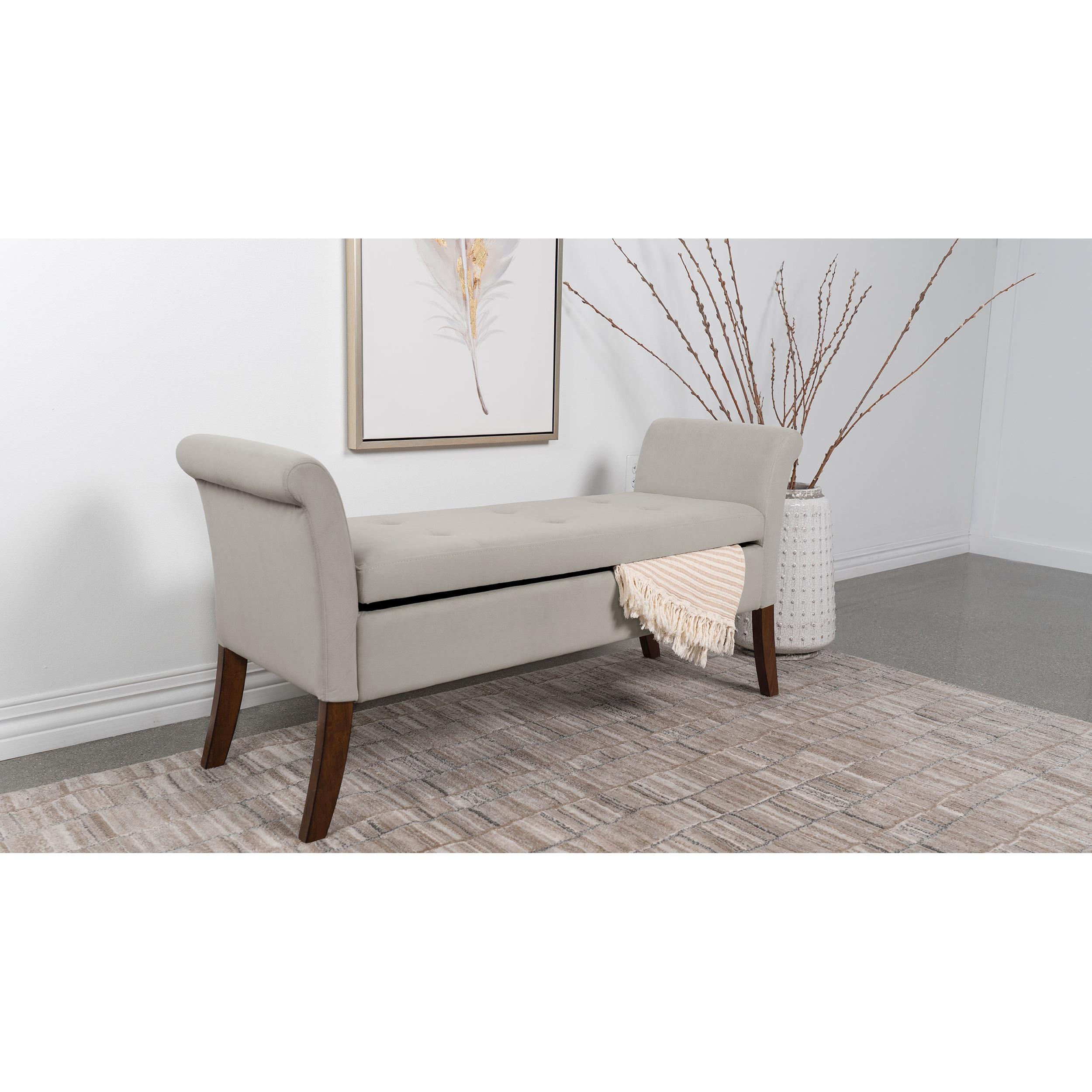 Coaster Furniture Farrah 910238 Upholstered Rolled Arms Storage Bench - Beige/Brown IMAGE 2
