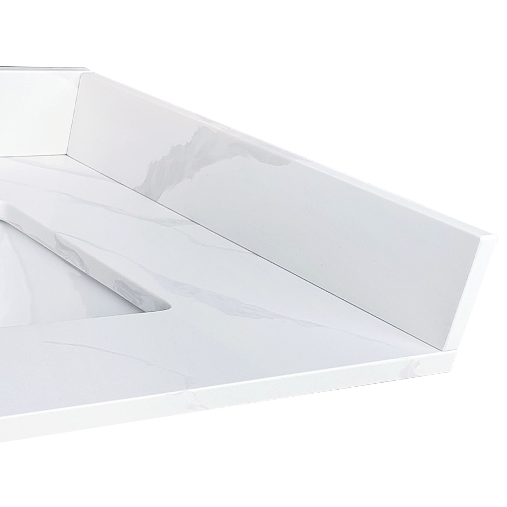 Side Splash With Backsplash For Bathroom Vanity Top - White