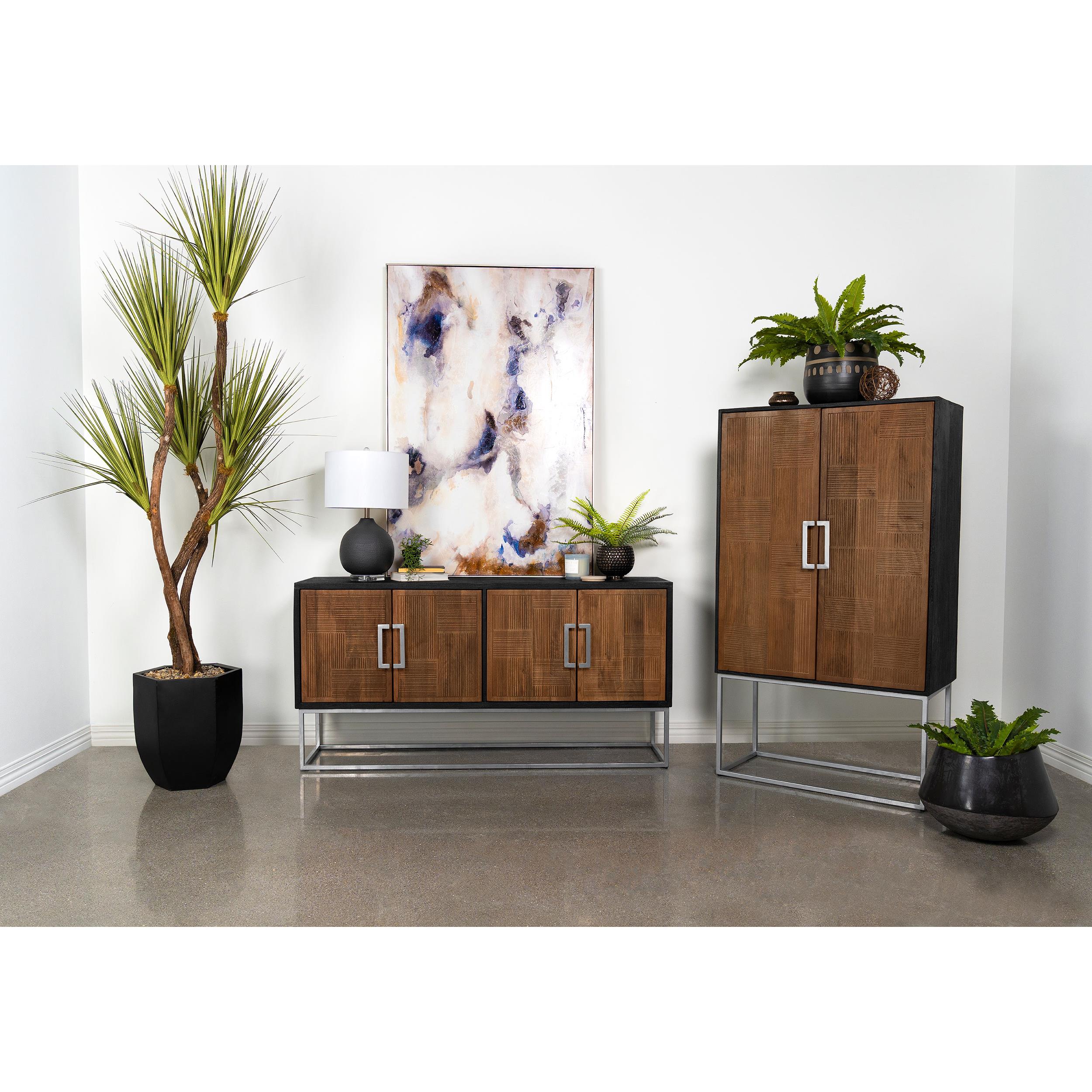 Coaster Furniture Borman 950331 4-Door Wooden Accent Cabinet - Walnut/Black IMAGE 11