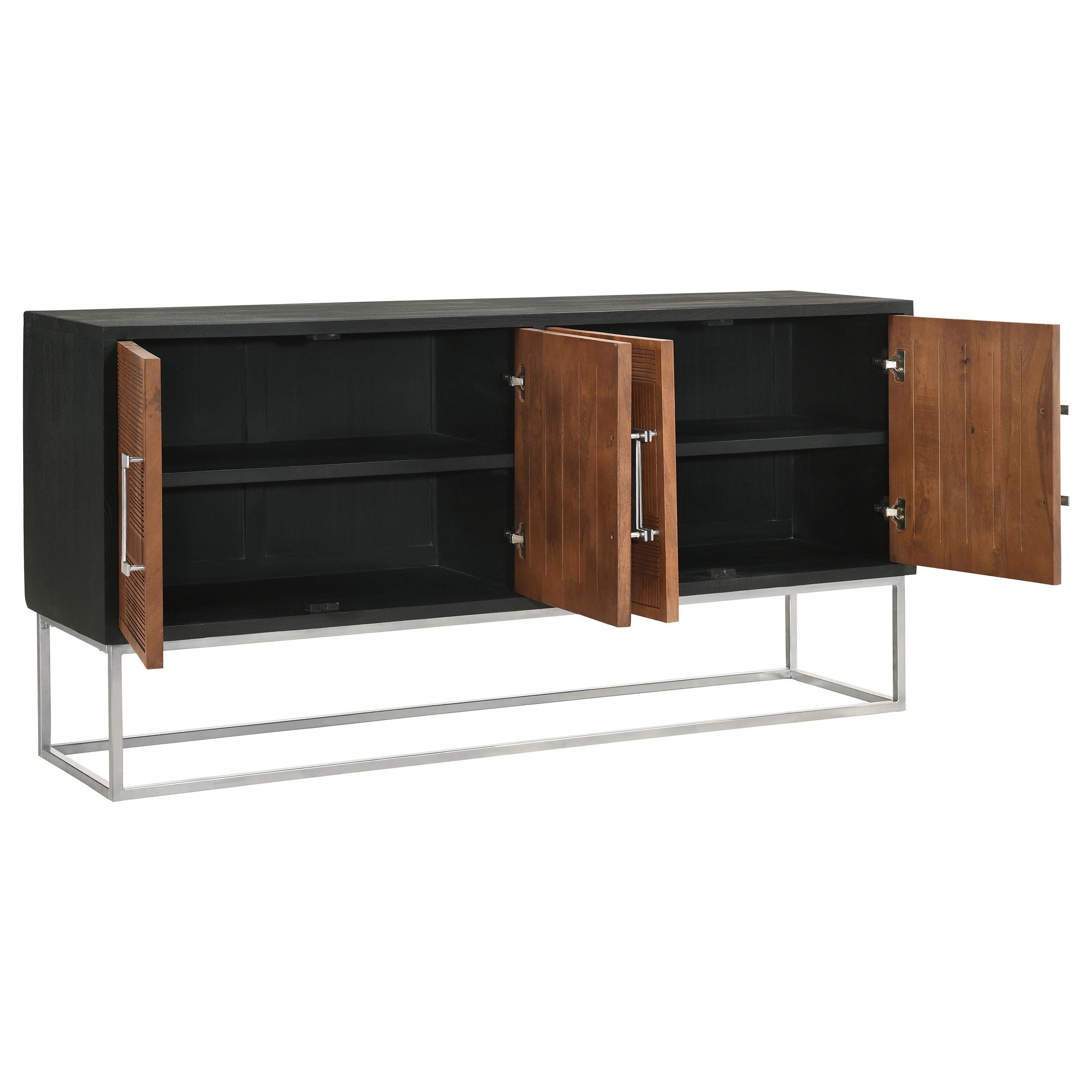 Coaster Furniture Borman 950331 4-Door Wooden Accent Cabinet - Walnut/Black IMAGE 2