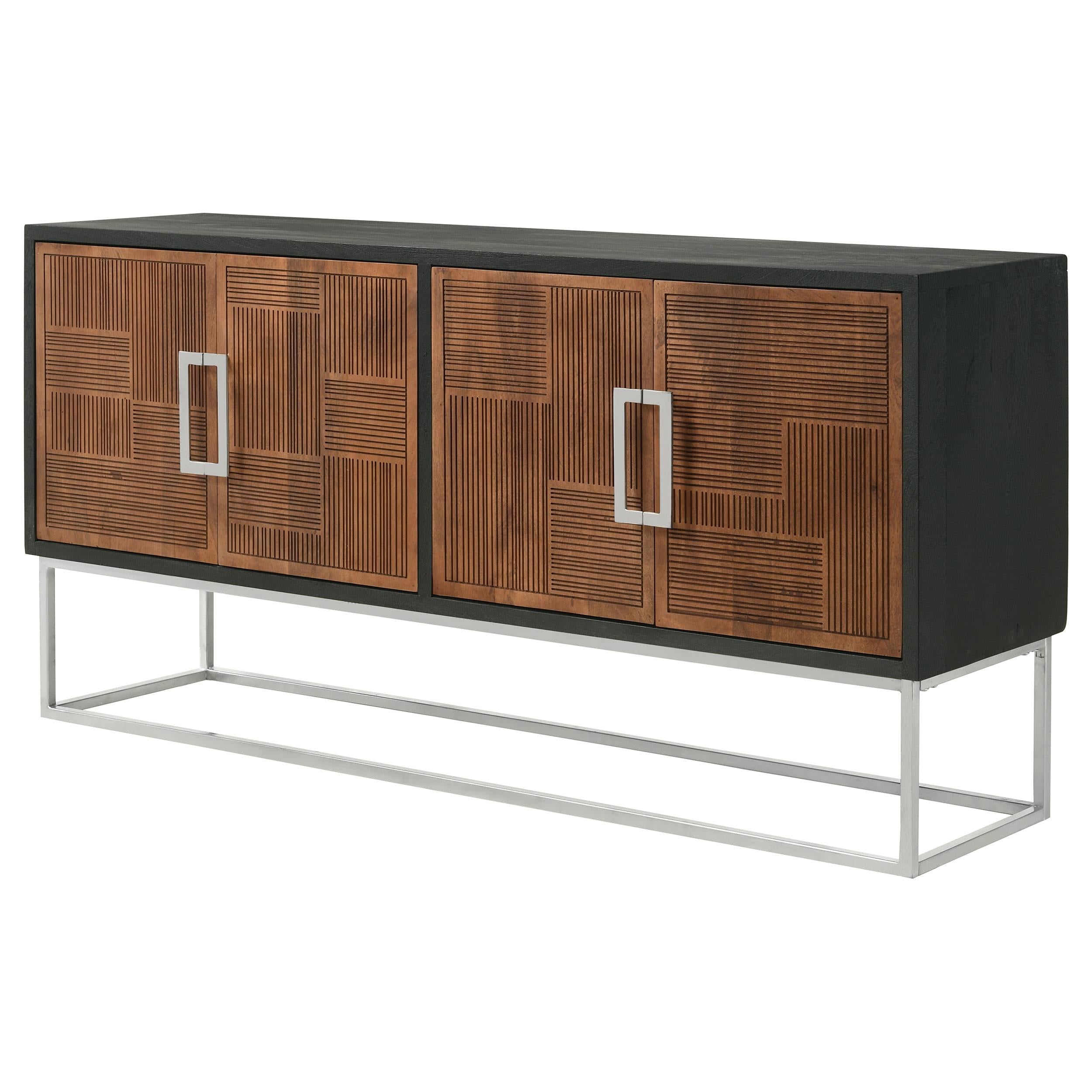 Coaster Furniture Borman 950331 4-Door Wooden Accent Cabinet - Walnut/Black IMAGE 3
