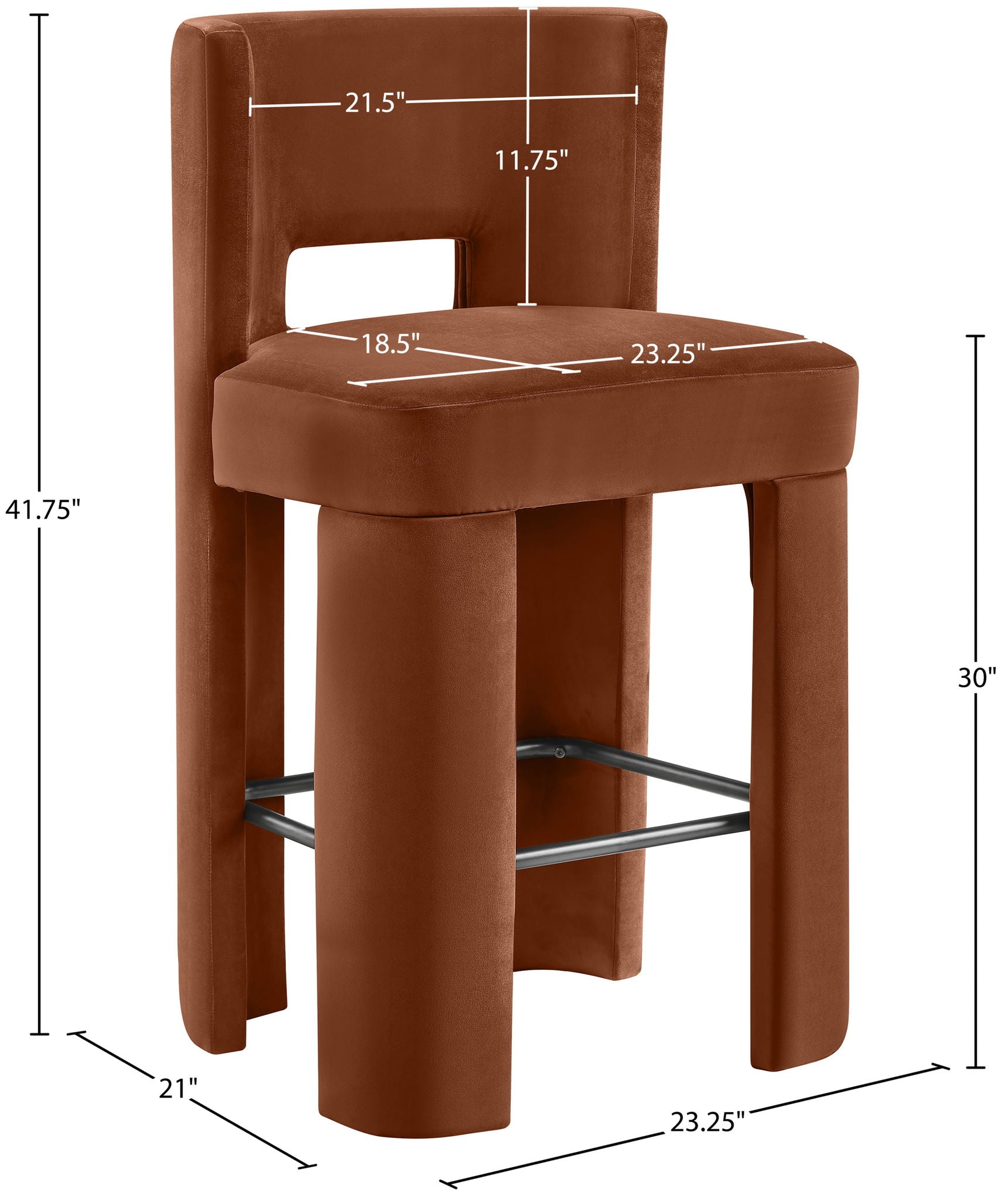 Zuno - Velvet Performance Fabric Upholstered Bar Stool (Set of 2)