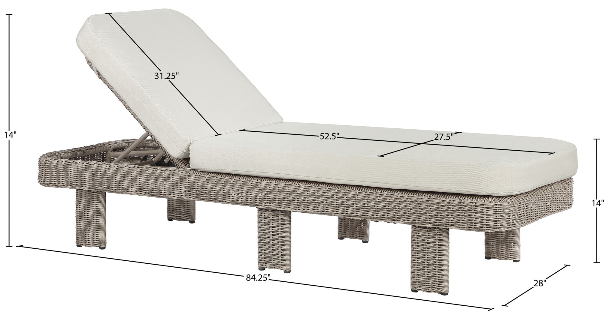 Sandbay - Olefin Water Resistant Fabric And Wicker Outdoor Patio Lounge Chair