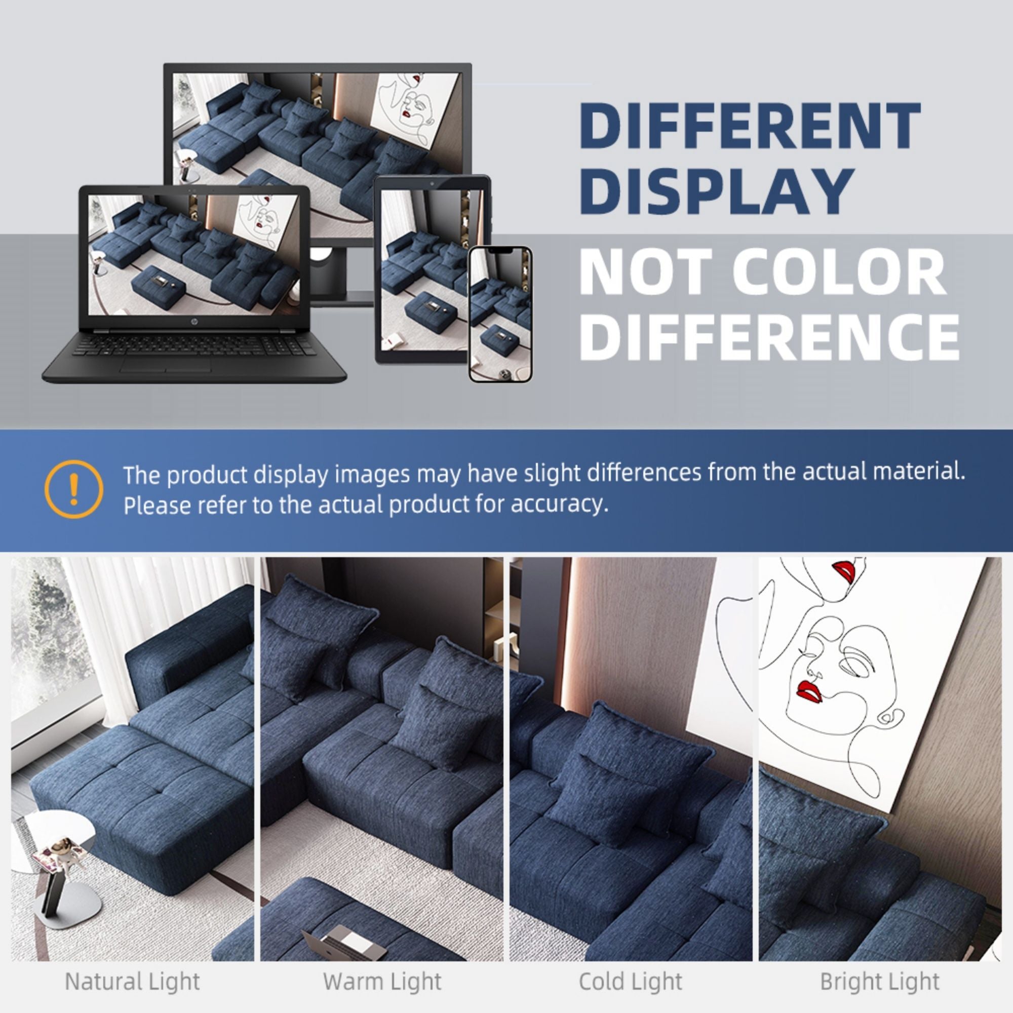 Modern Oversized Diy Combination Modular Sectional Sofa & Pillows