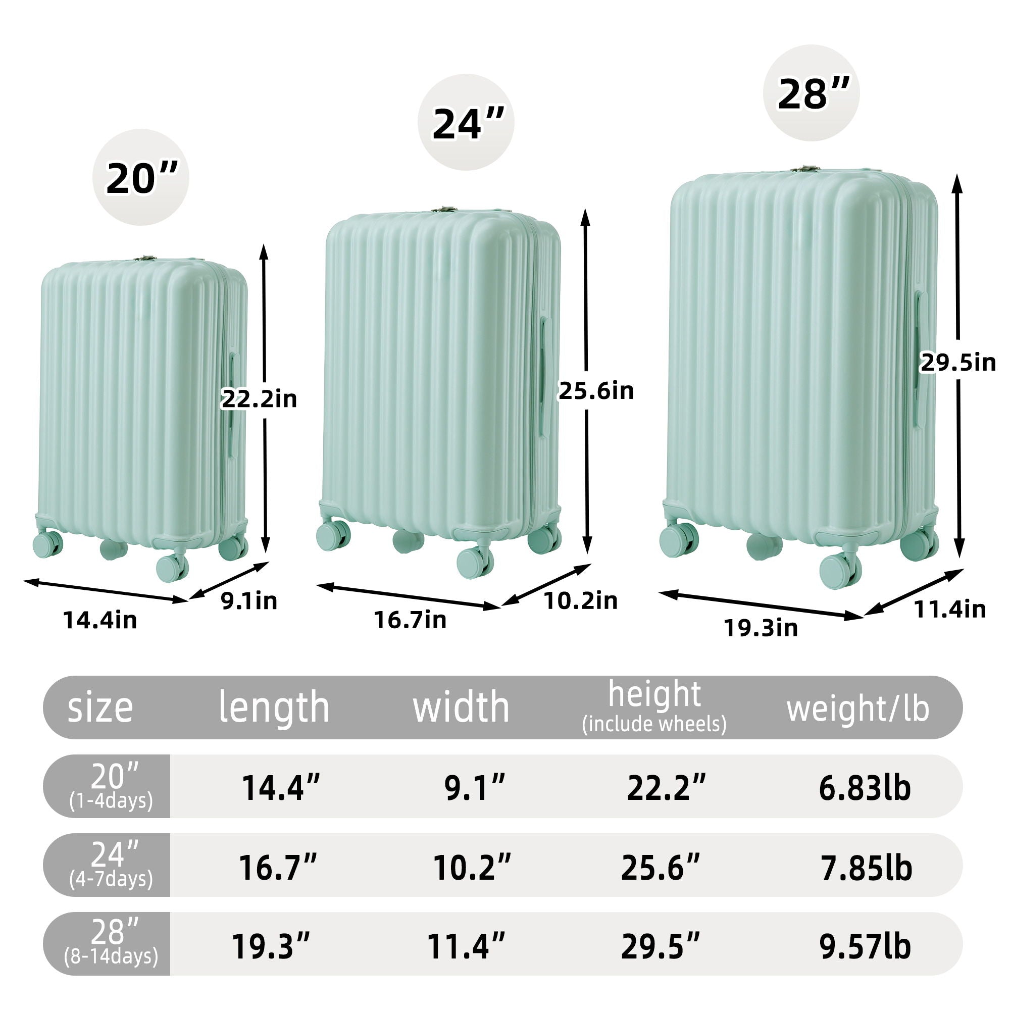 20" / 24" / 28" 3 Pieces / Set Spinner Wheel Luggage, Carry On Suitcase, With Cup Holder & USB Port & Phone Holder