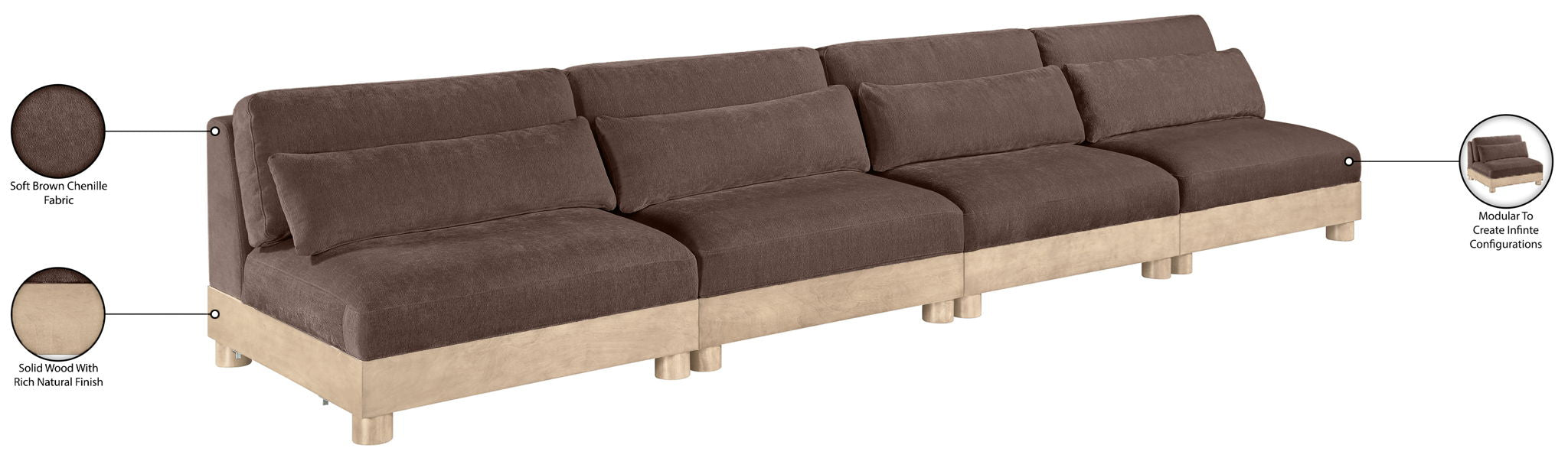 Turin - Chenille Fabric Upholstered Modular Sectional - Brown