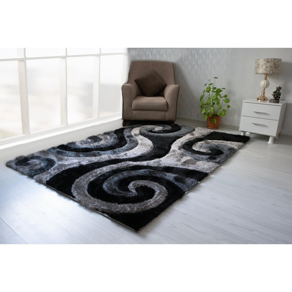 Nova Wholesale Furniture Rugs Rectangle 3D555-GRY-57 IMAGE 2