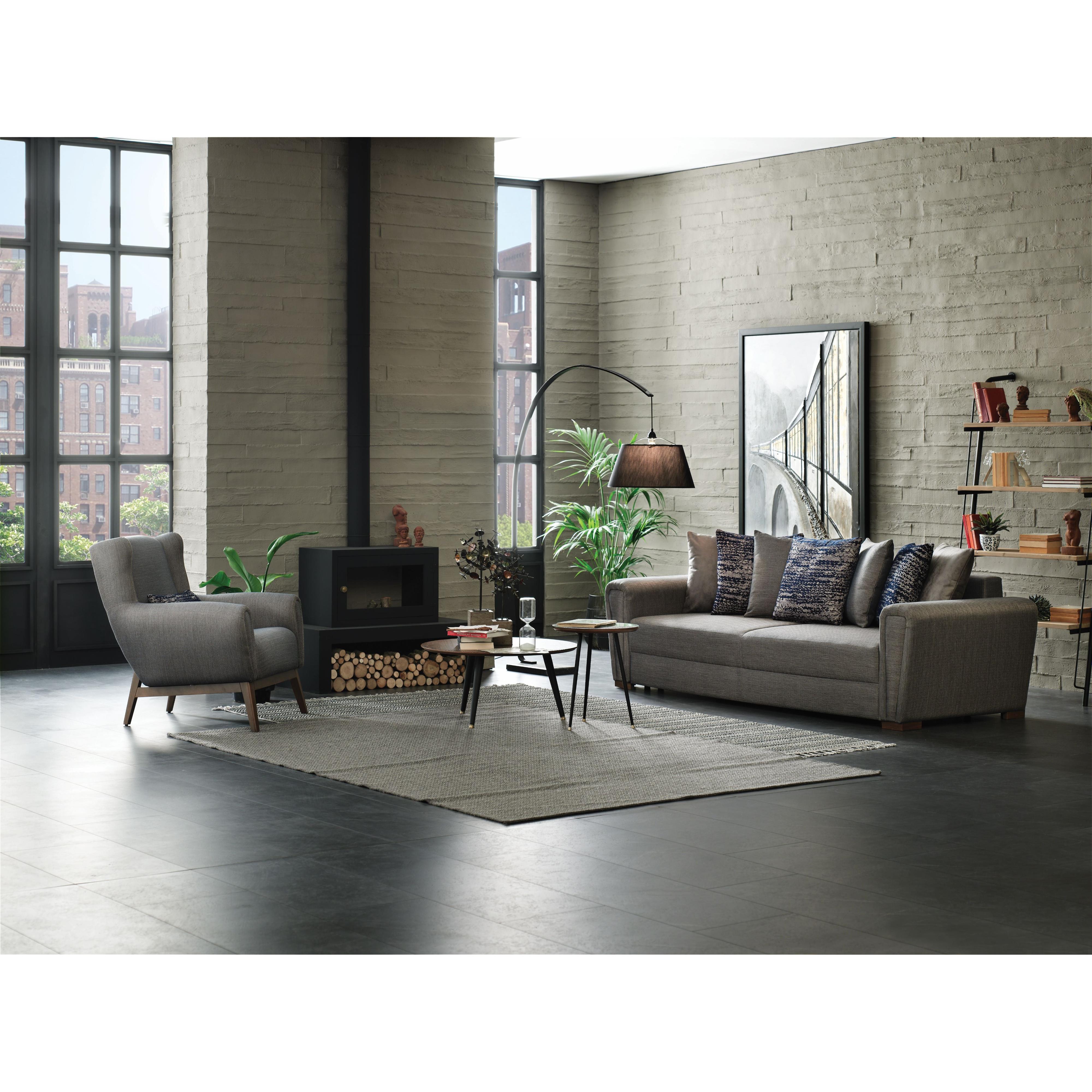 Enza Home Sleepers Sofabeds Brera 3-Seater Sofa Bed with Storage - Brown/Blue IMAGE 7