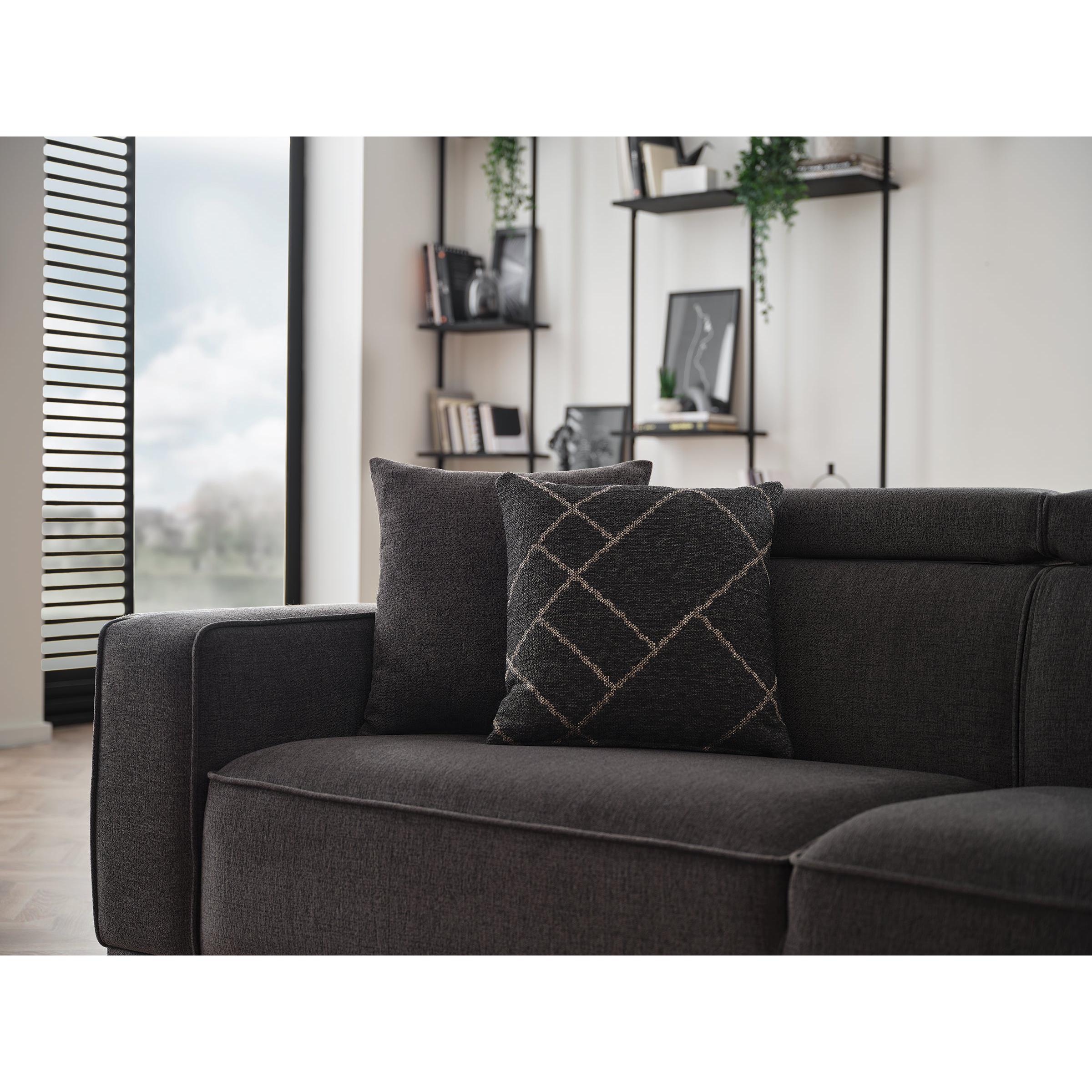 Enza Home Sofas Stationary Milos 3-Seater Sofa - Black IMAGE 6
