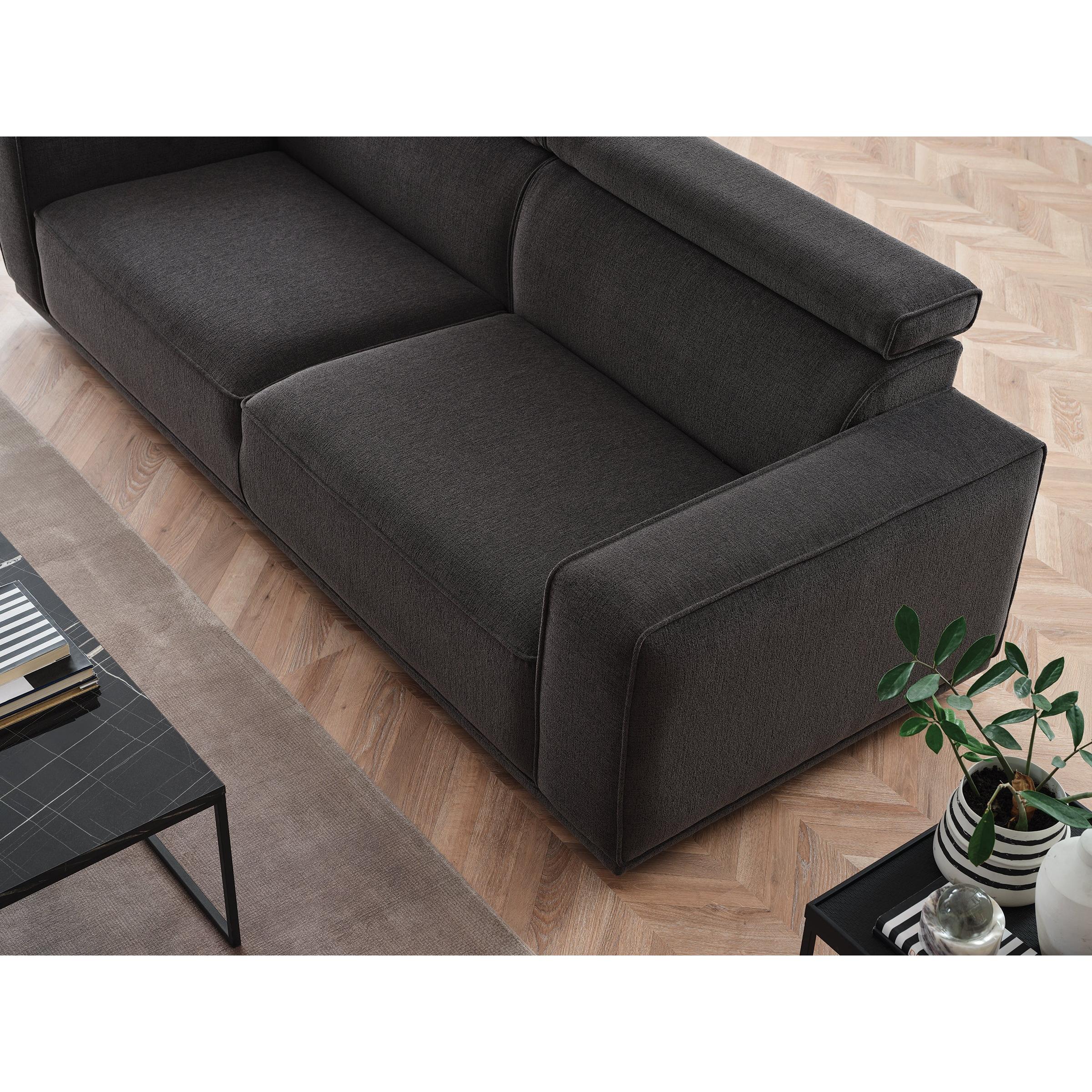 Enza Home Sofas Stationary Milos 3-Seater Sofa - Black IMAGE 7