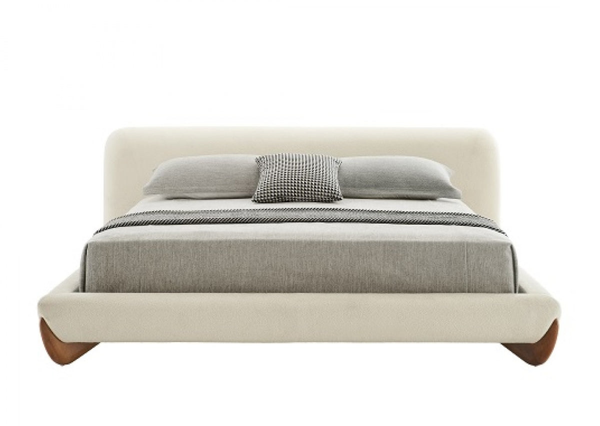 Fleury - Contemporary Cream Fabric and Walnut Bed