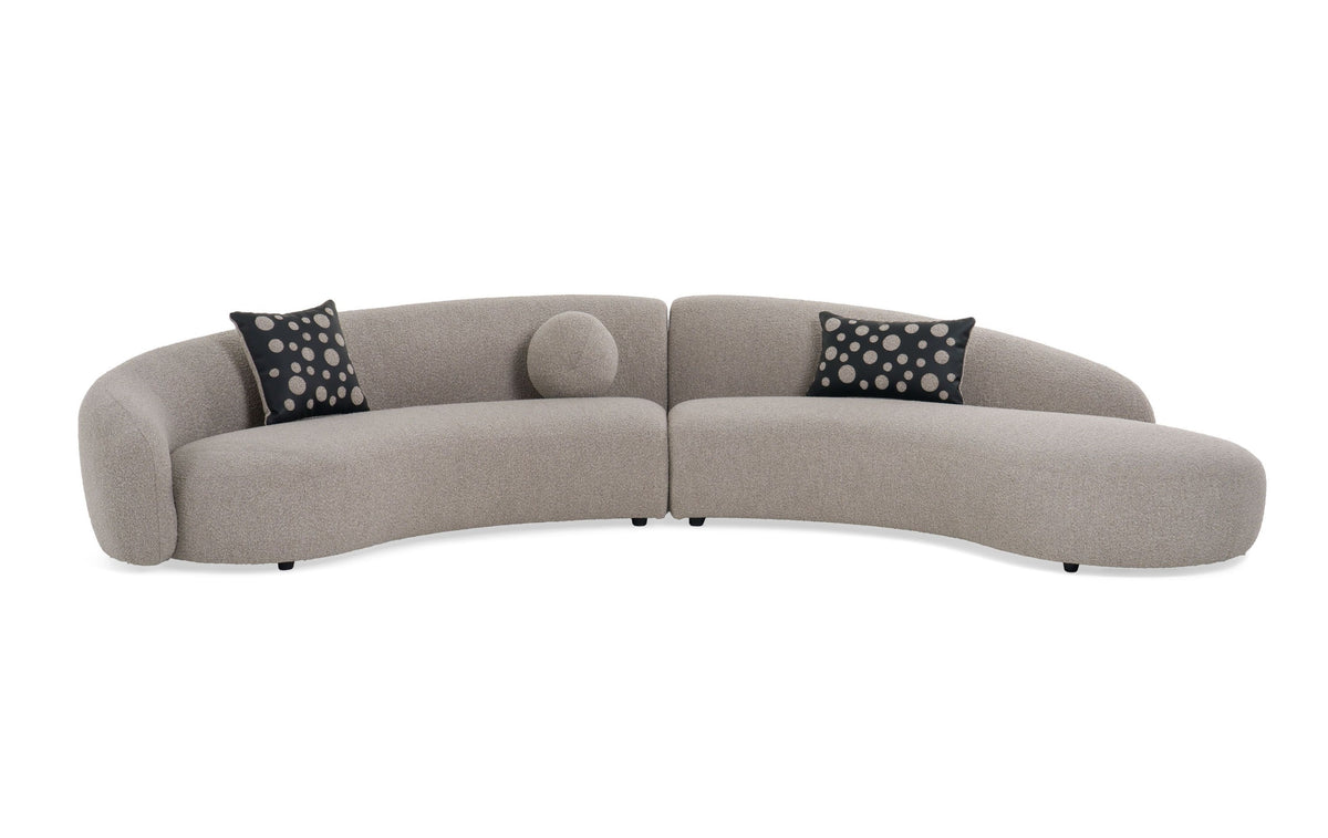 Allis - Glam Grey and Black Fabric Curved Sectional Sofa