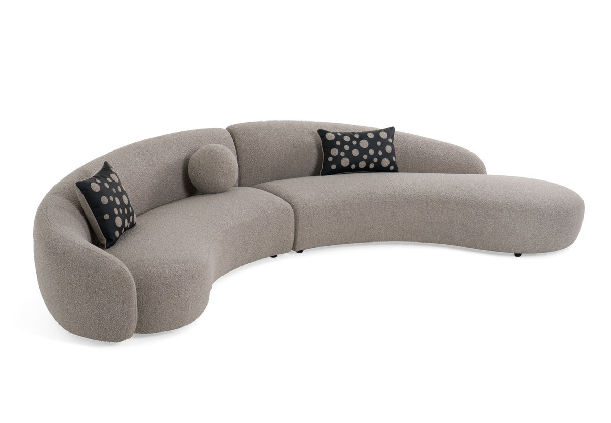 Allis - Glam Grey and Black Fabric Curved Sectional Sofa