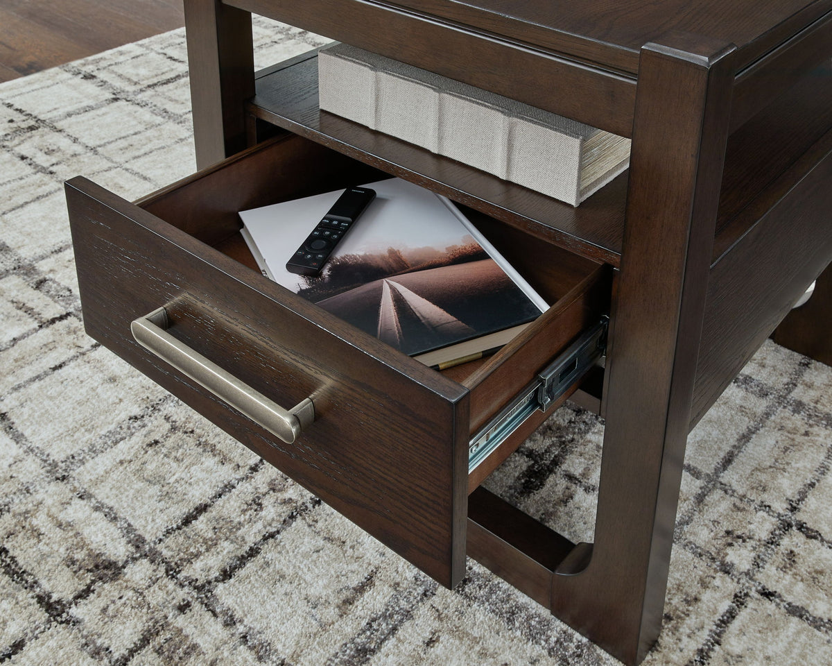 Breckington - Square End Table - Dark Brown