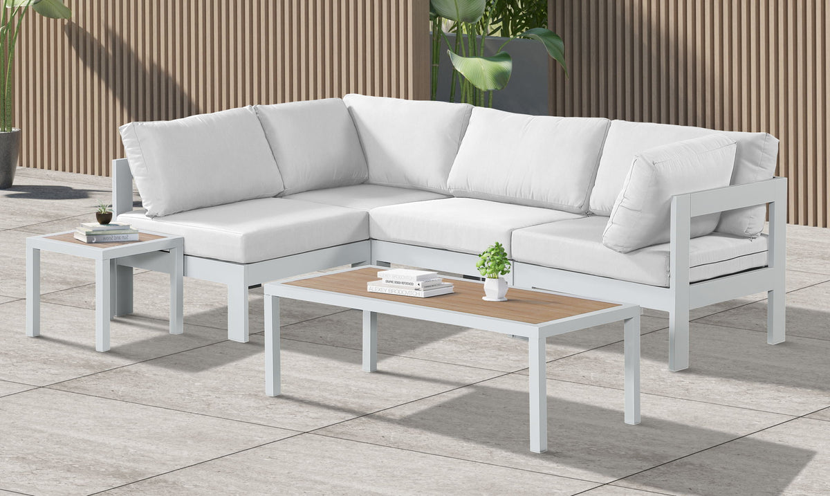 Nizuc - Outdoor Patio 4 Piece Modular Sectional With White Frame