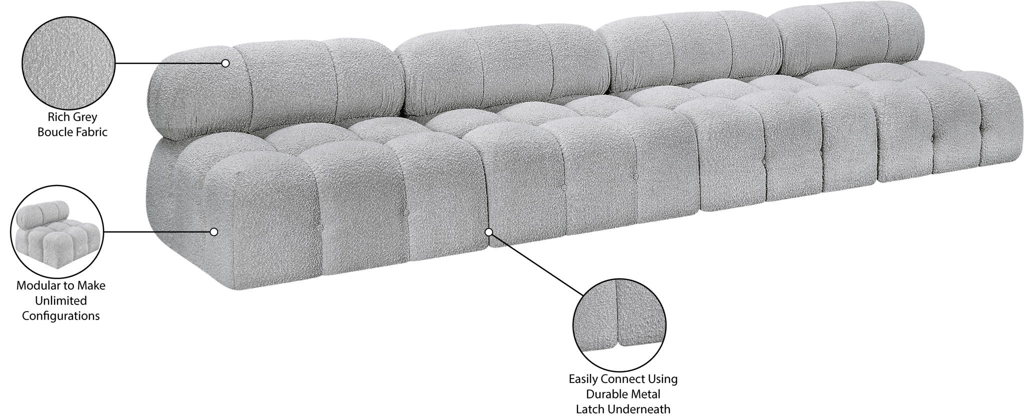 Ames - 4 Seat Modular Armless Sofa