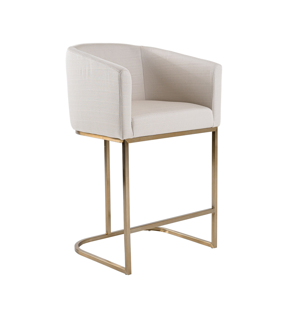 Yukon - Modern Off White Fabric & Brushed Brass Counter Chair
