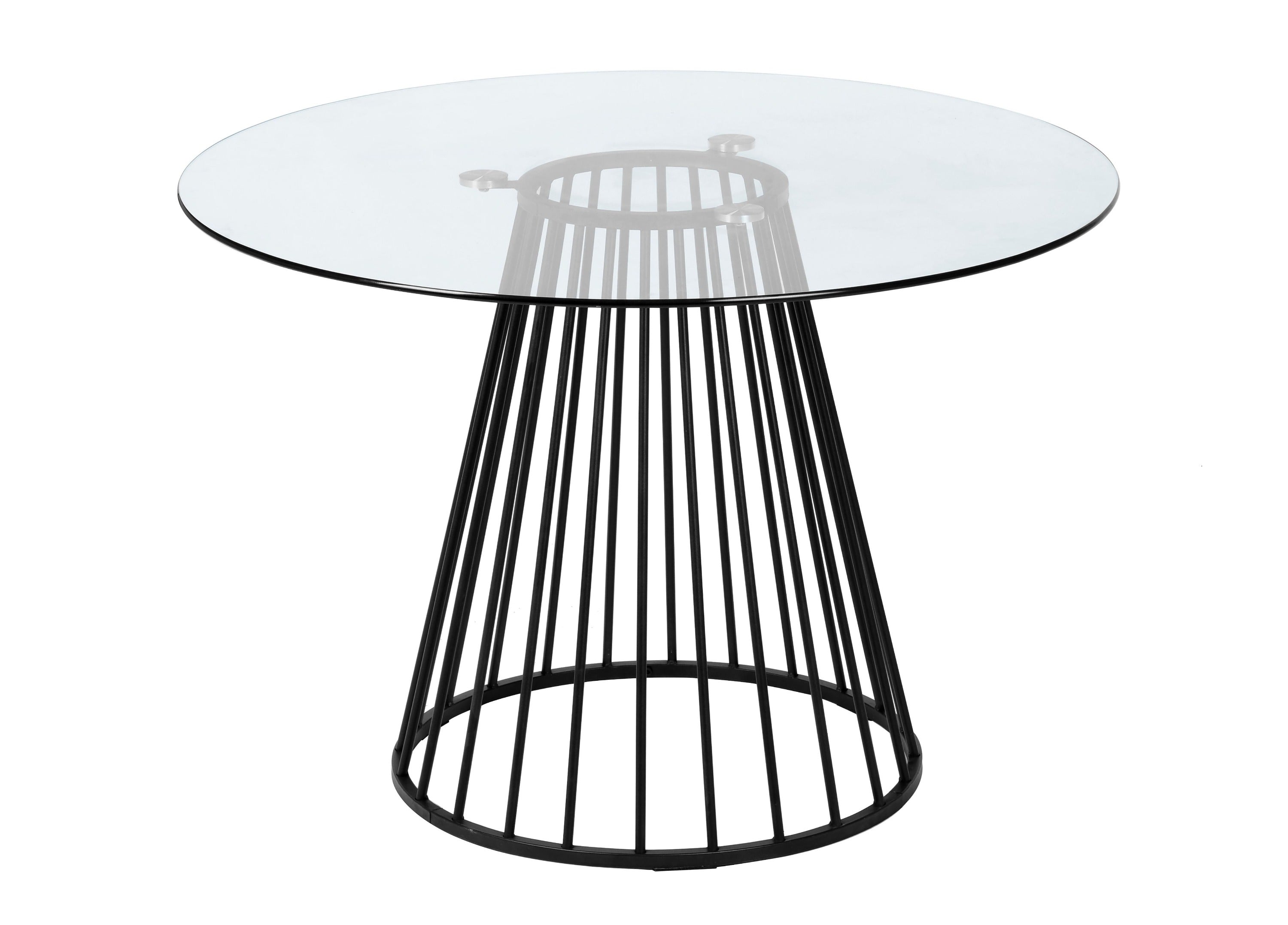 Modrest Holly - Modern Round Clear Glass and Black Dining Table