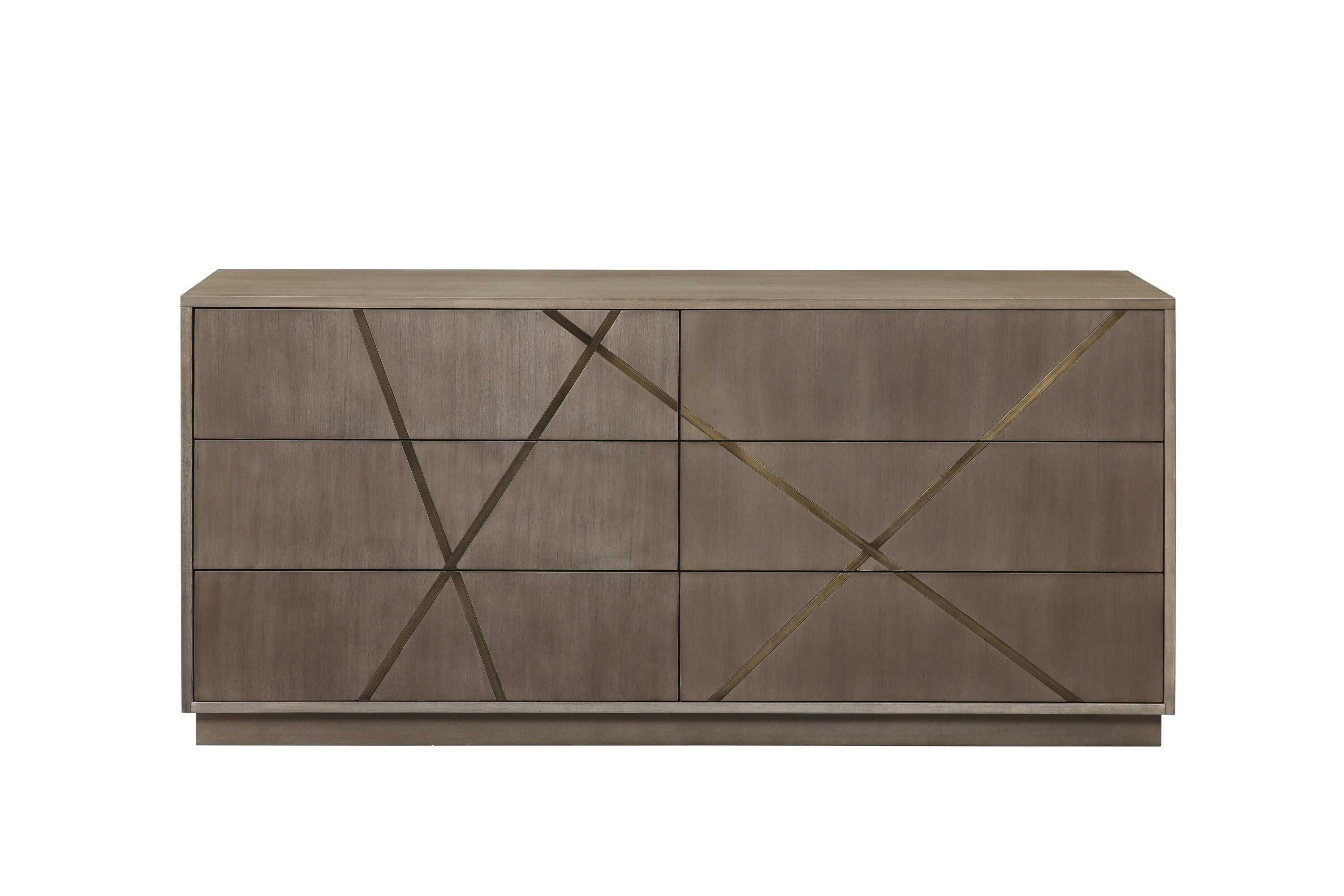 Modrest Nixa - Modern Beige Velvet + Brushed Bronze + Birch 4-Piece Bedroom Set
