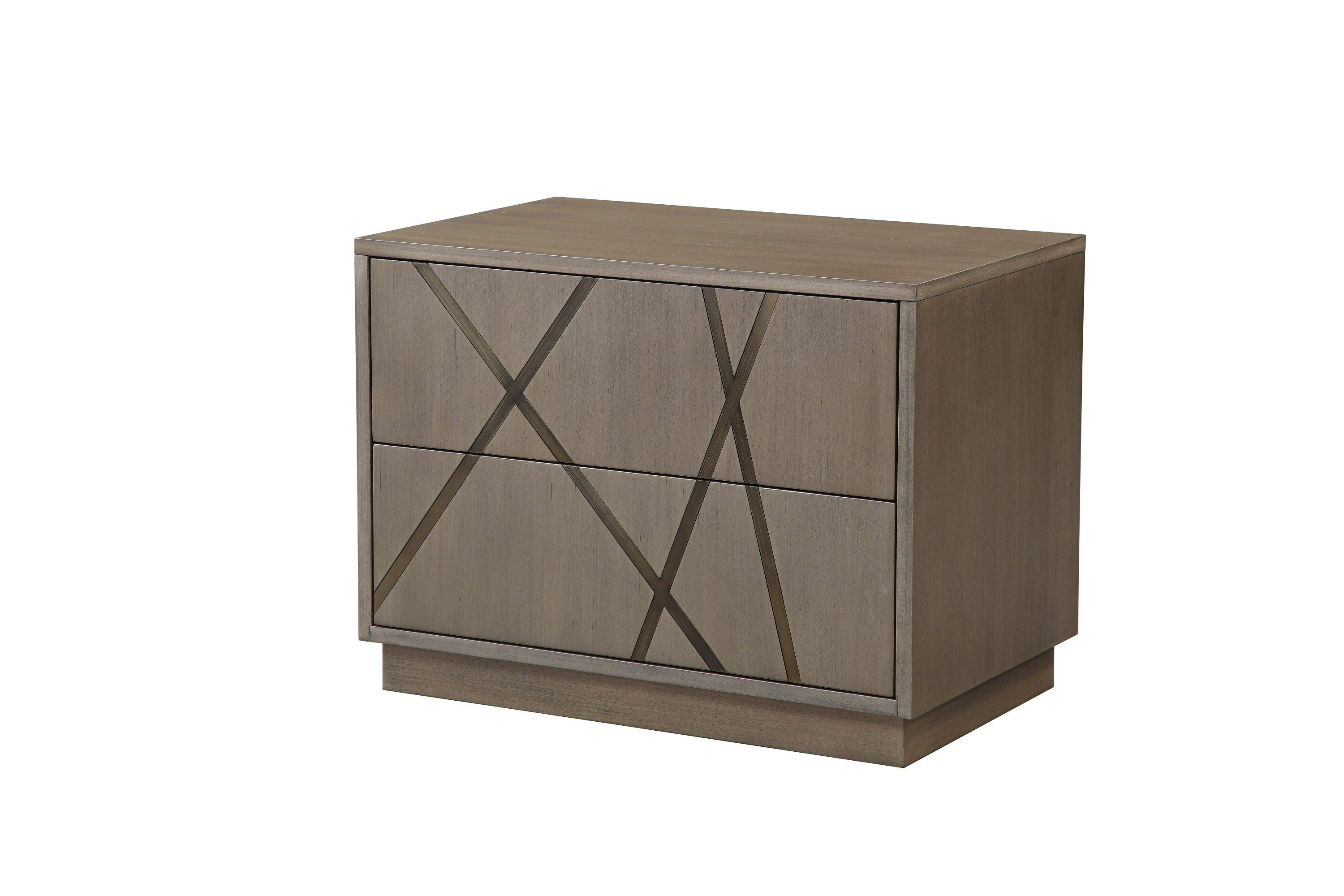 Modrest Nixa - Modern Beige Velvet + Brushed Bronze + Birch Bed + Nightstands-queen
