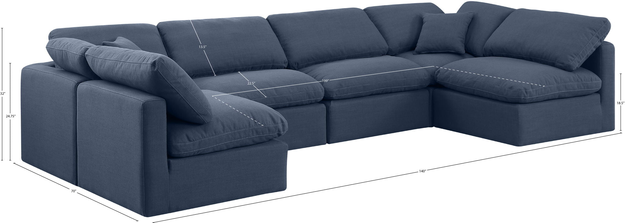 Indulge - Linen 6 Piece Modular U-Shaped Sectional