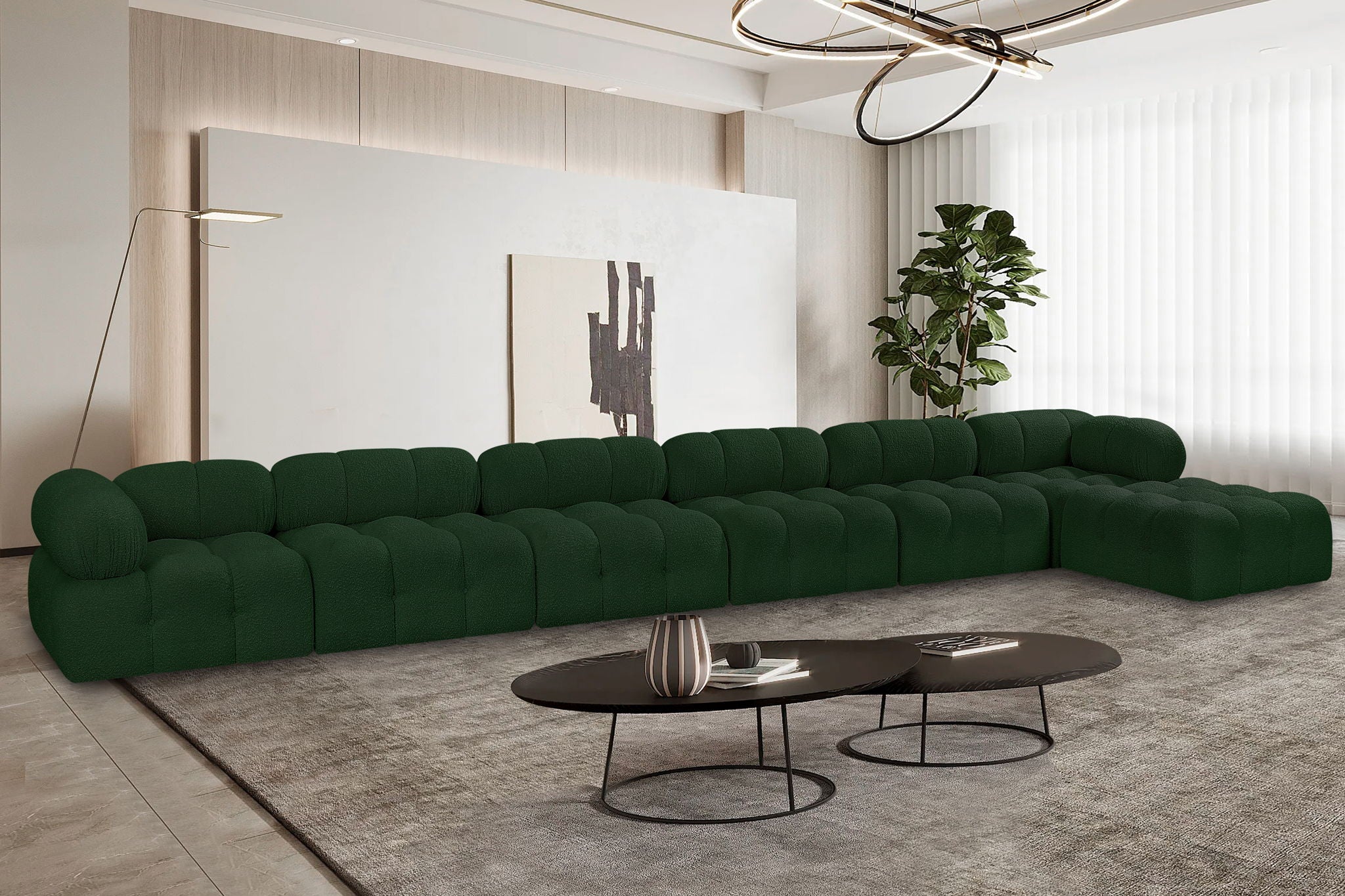 Ames - 7 Piece Boucle Fabric Modular L-Shaped Sectional
