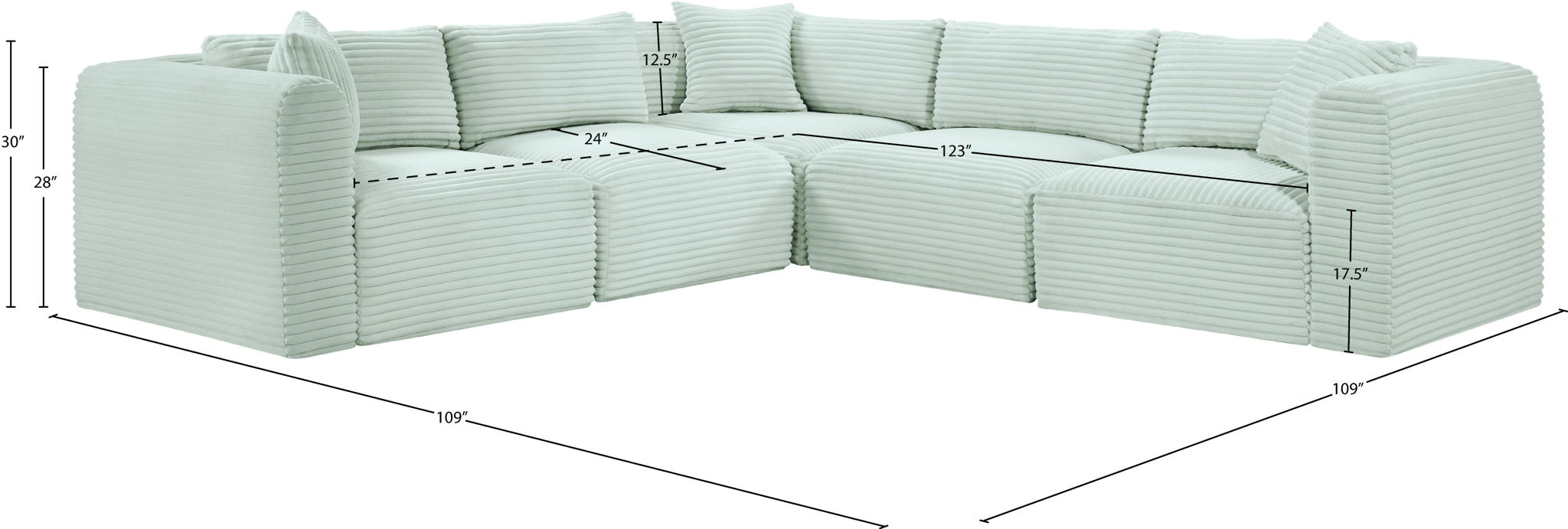 Shaggy - 5 Piece Modular Corner Sectional