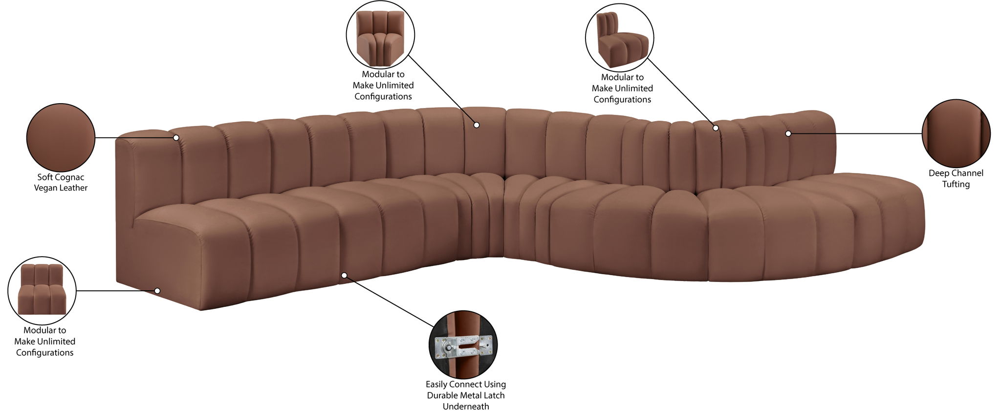 Arc - Faux Leather 7 Piece Modular Sofa