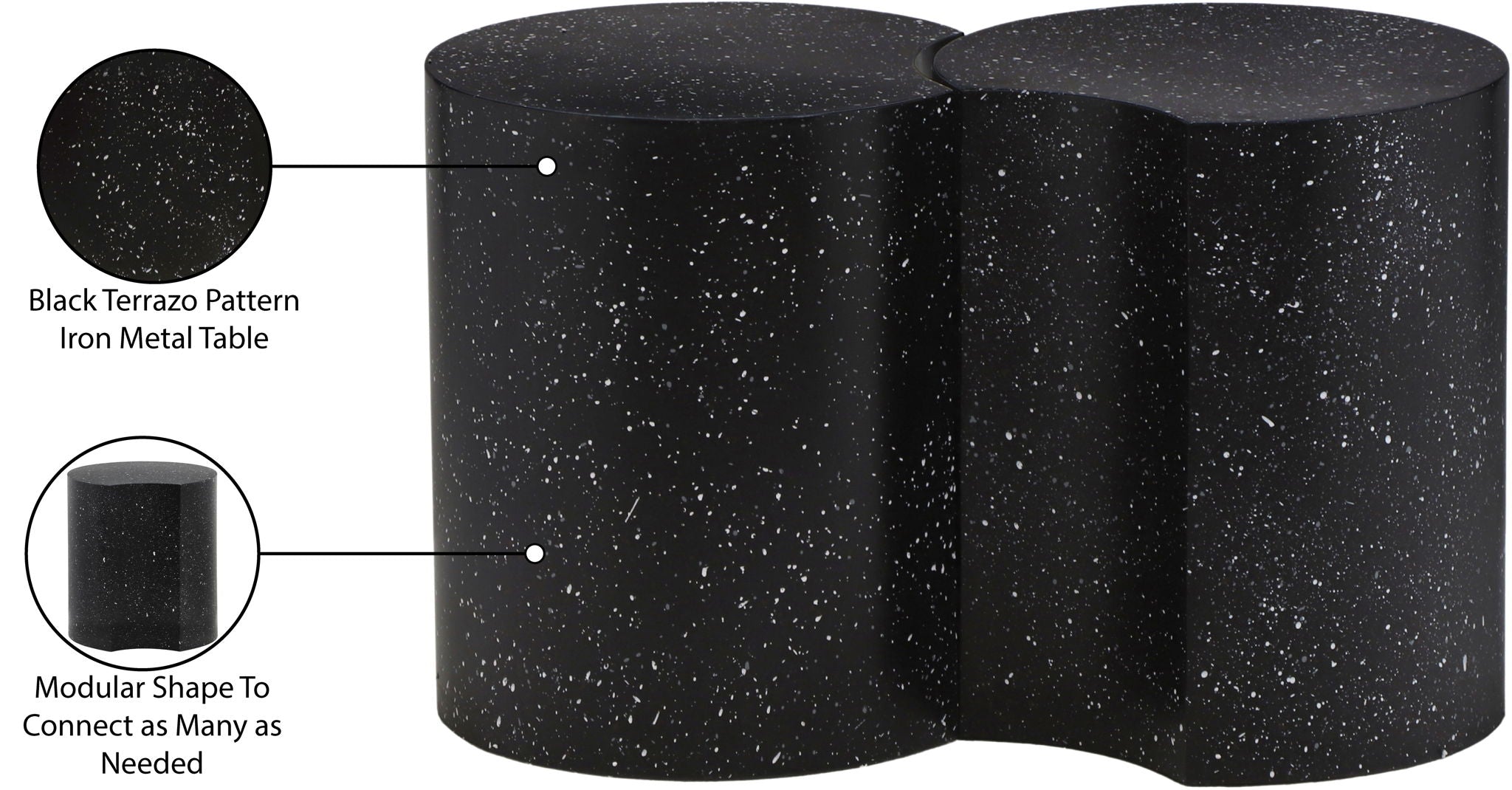 Dimple - 2 Piece Modular End Table - Terazzo Finish