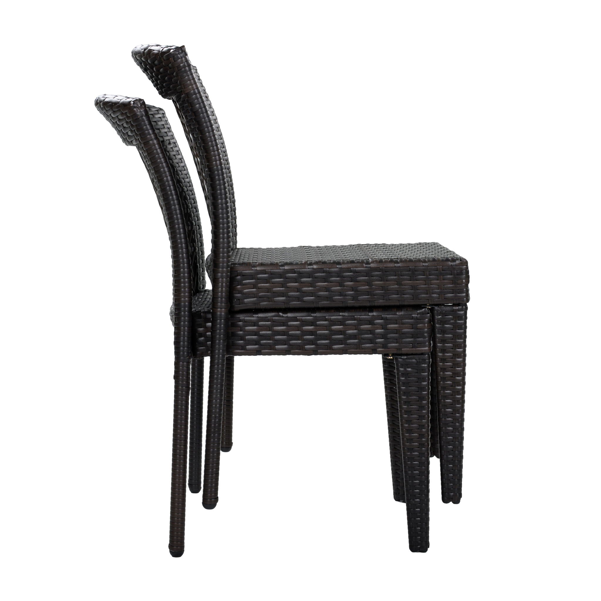 7 Piece Outdoor Patio Dining Set With Table & 6 Chairs - Brown / Brown Multi