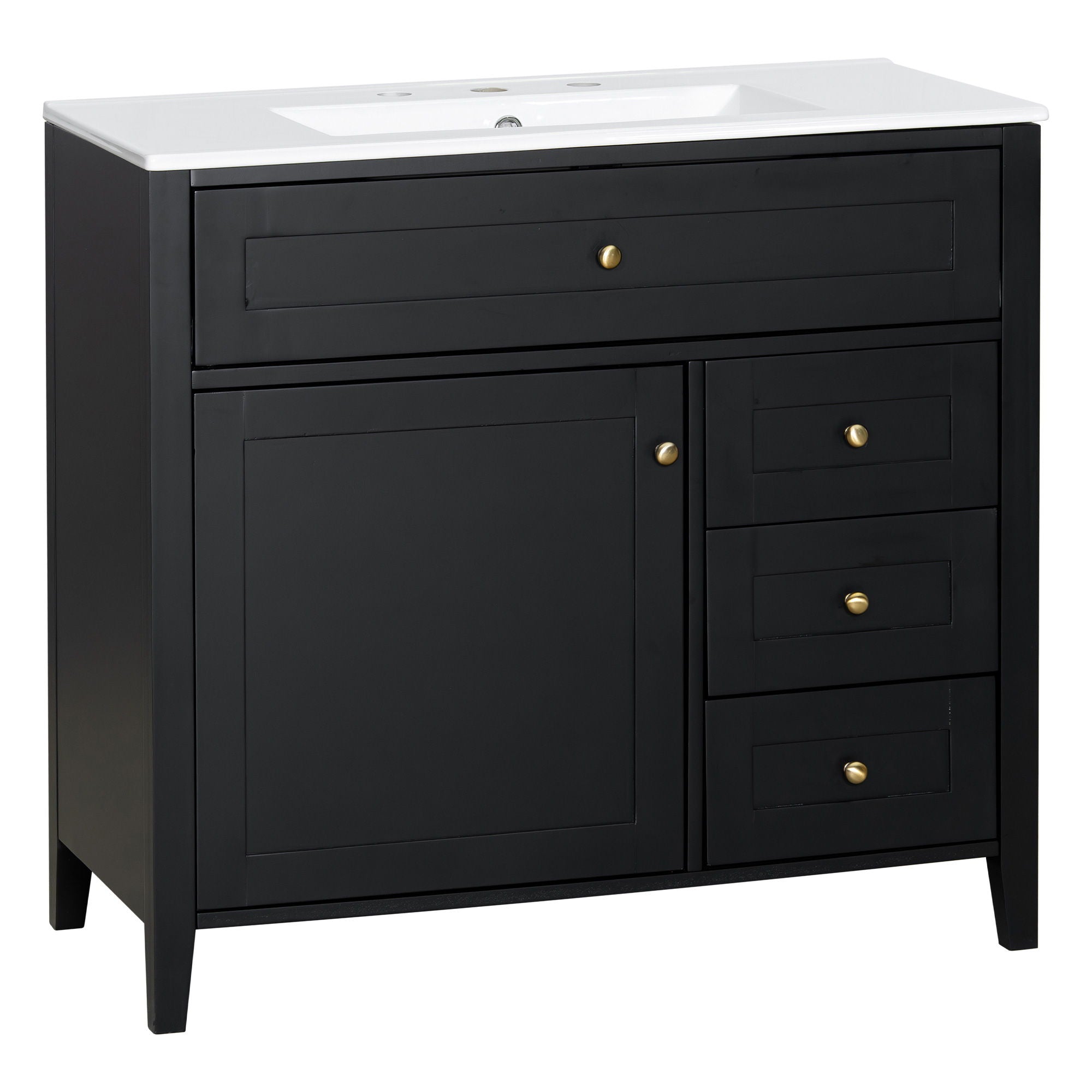 Bathroom Vanity With Sink, Cabinet With 3 Drawers And Adjustable Shelf