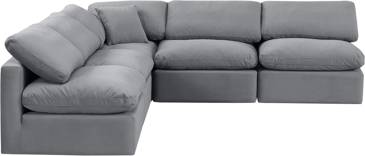 Indulge - Velvet 5 Piece Modular Corner Armless Sectional